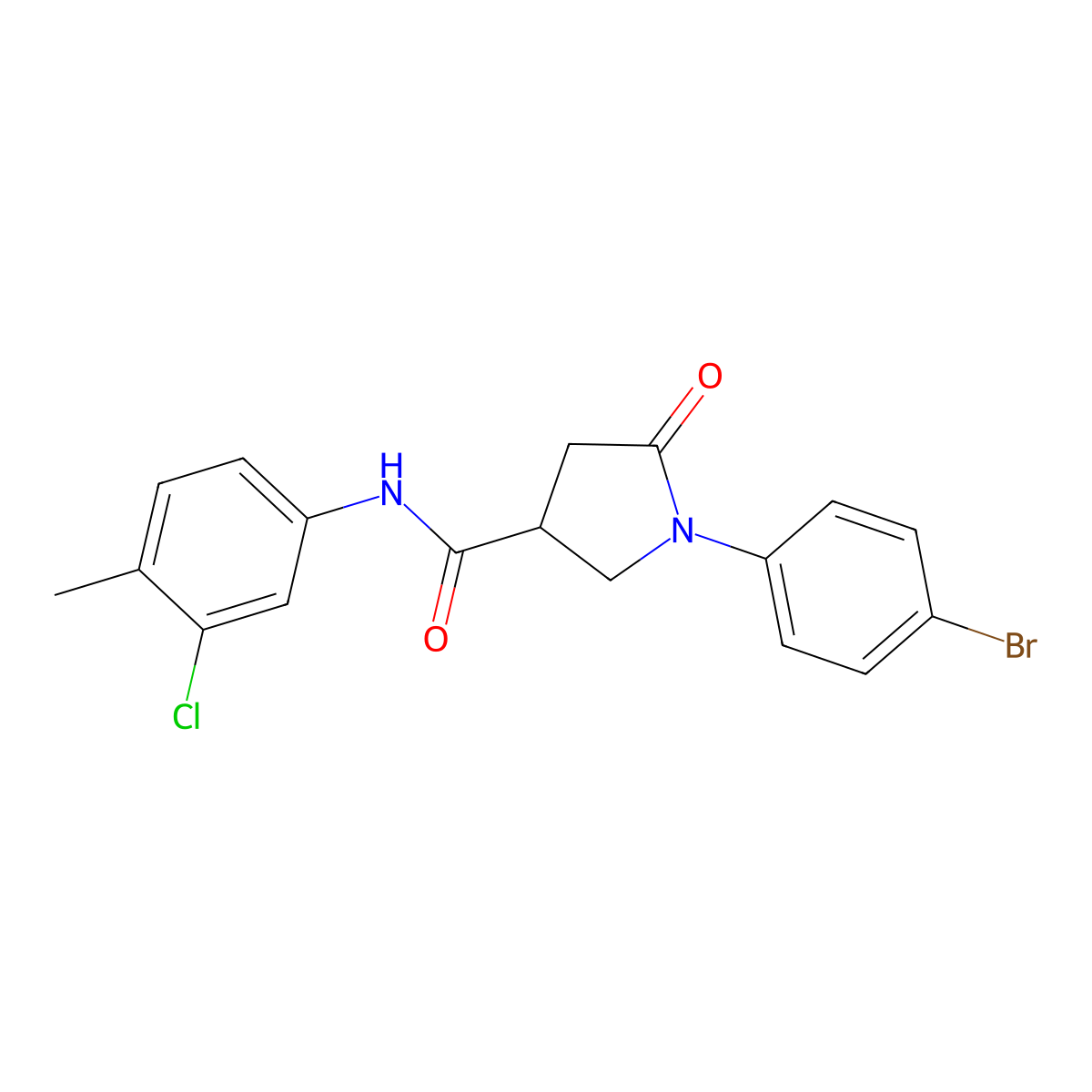 1-(4-bromophenyl)-N-(3-chloro-4-methylphenyl)-5-oxopyrrolidine-3-carboxamide molecular structure, CAS 303067-06-3