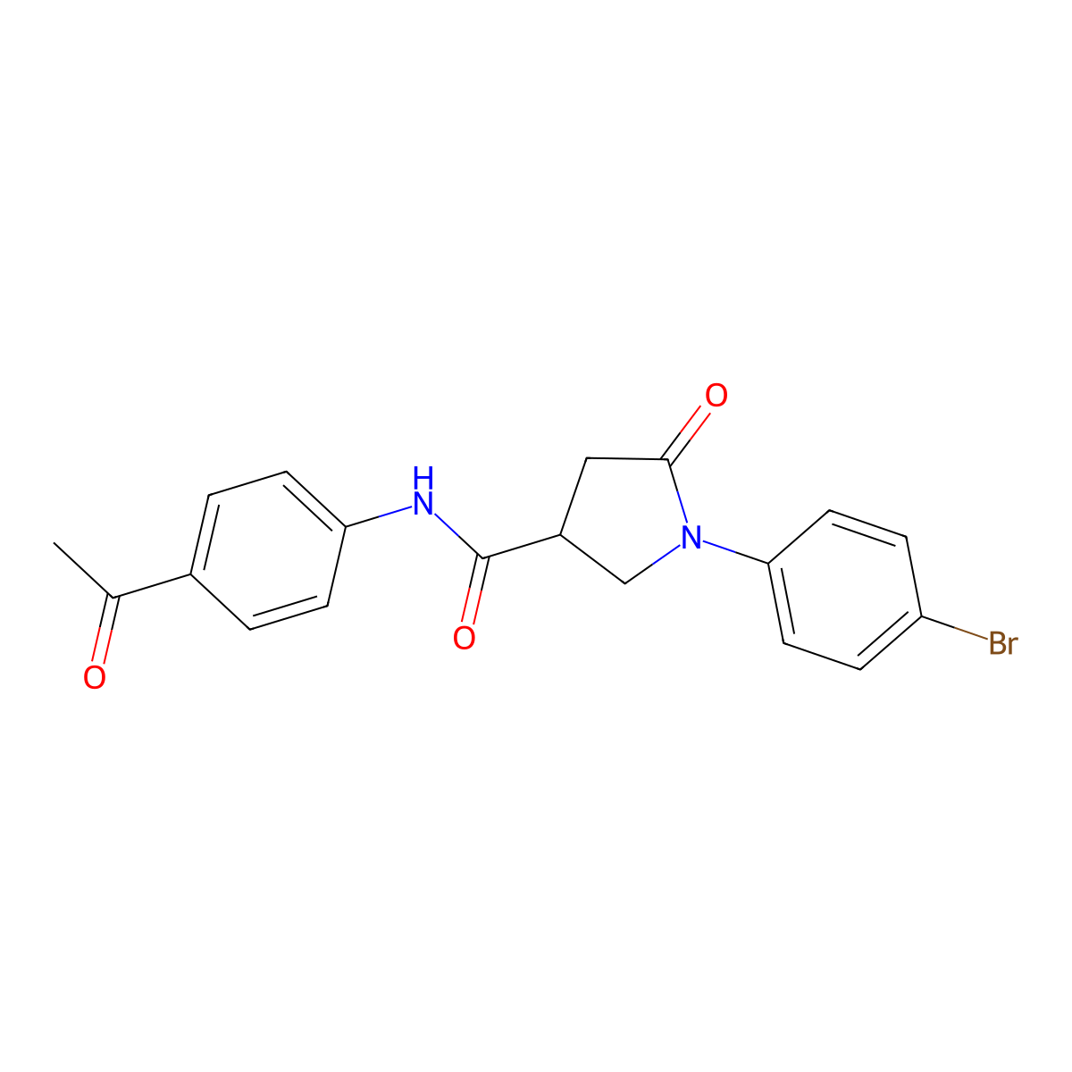 N-(4-acetylphenyl)-1-(4-bromophenyl)-5-oxopyrrolidine-3-carboxamide molecular structure, CAS 303067-09-6
