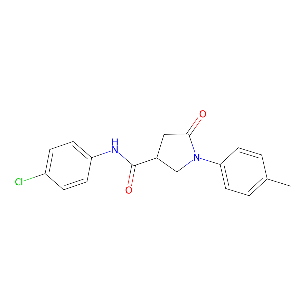 N-(4-chlorophenyl)-1-(4-methylphenyl)-5-oxopyrrolidine-3-carboxamide molecular structure, CAS 303067-11-0