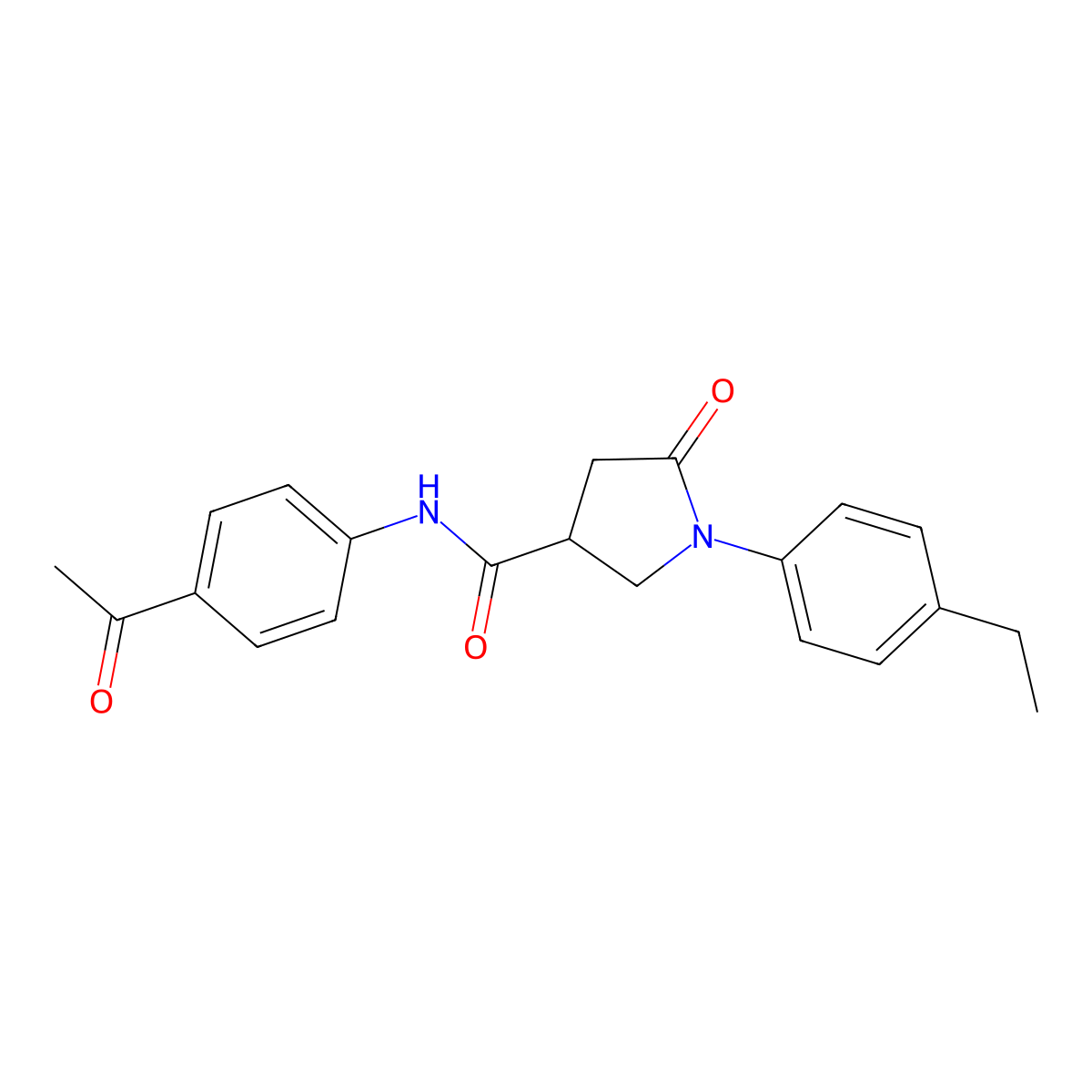N-(4-acetylphenyl)-1-(4-ethylphenyl)-5-oxopyrrolidine-3-carboxamide molecular structure, CAS 303067-35-8