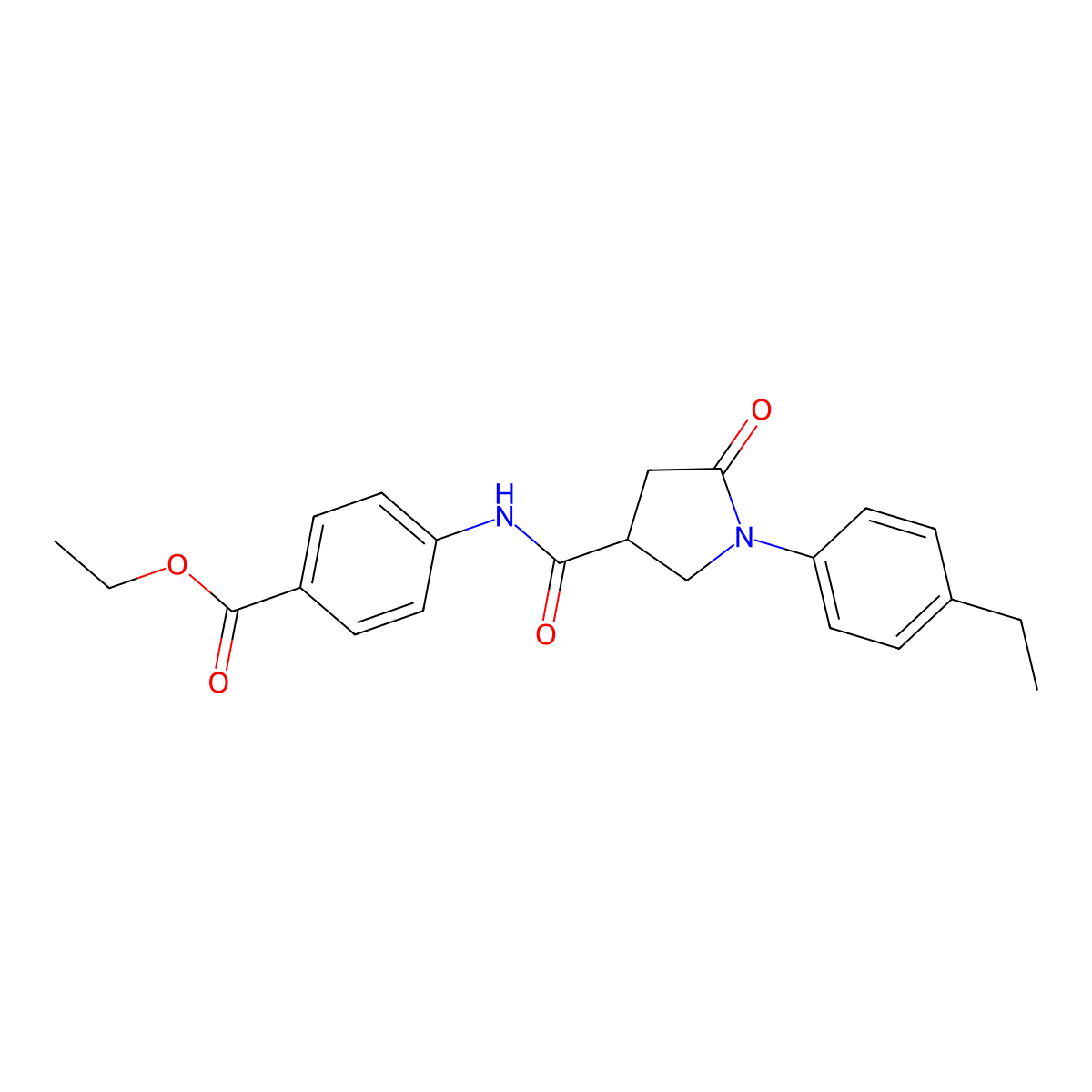 Ethyl 4-({[1-(4-ethylphenyl)-5-oxopyrrolidin-3-yl]carbonyl}amino)benzoate molecular structure, CAS 303067-36-9