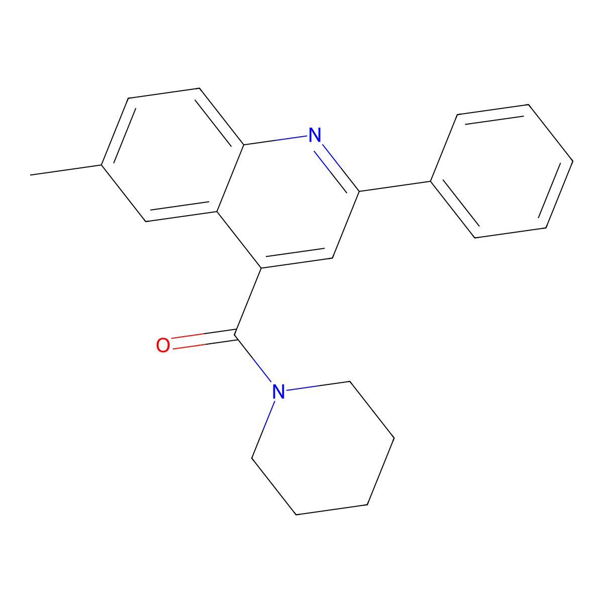 6-Methyl-2-phenyl-4-(1-piperidinylcarbonyl)quinoline molecular structure, CAS 303067-41-6