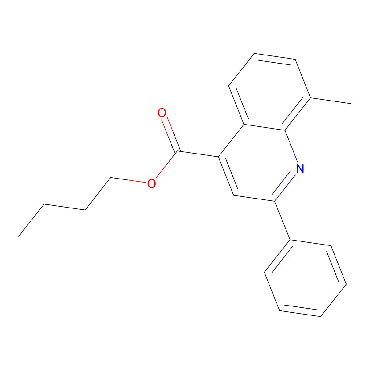 Butyl 8-methyl-2-phenyl-4-quinolinecarboxylate molecular structure, CAS 303067-47-2