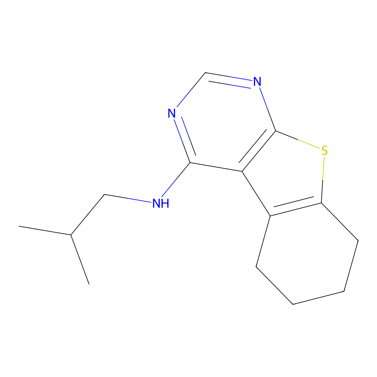 N-(2-methylpropyl)-5,6,7,8-tetrahydro[1]benzothieno[2,3-d]pyrimidin-4-amine molecular structure, CAS 303067-54-1