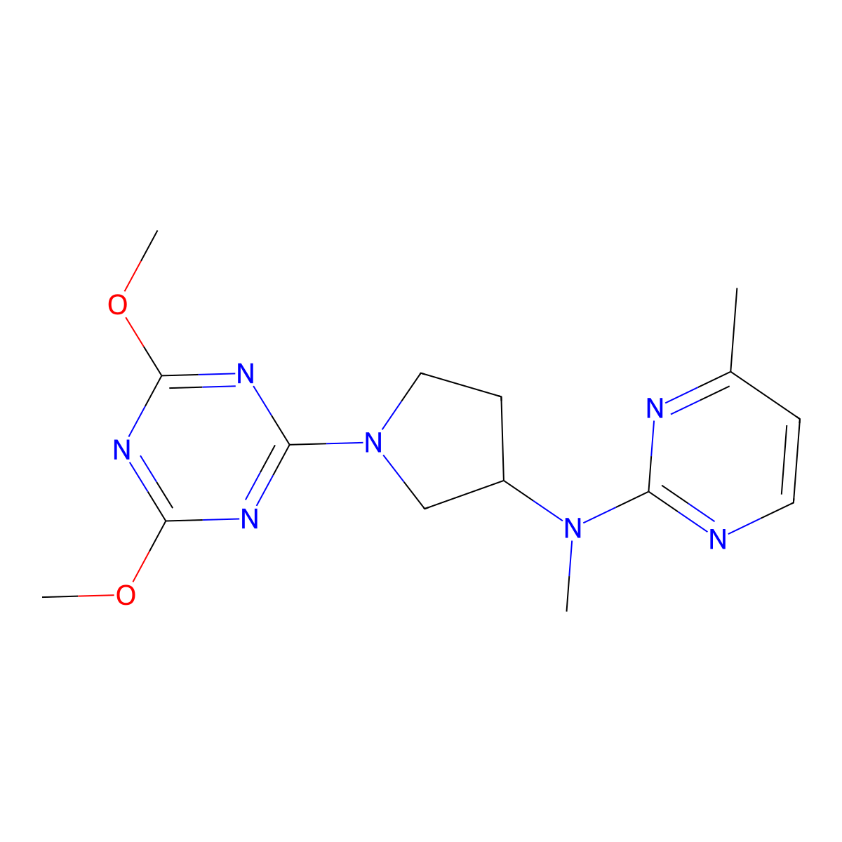 N-[1-(4,6-dimethoxy-1,3,5-triazin-2-yl)pyrrolidin-3-yl]-N,4-dimethylpyrimidin-2-amine molecular structure, CAS 3030725-41-5