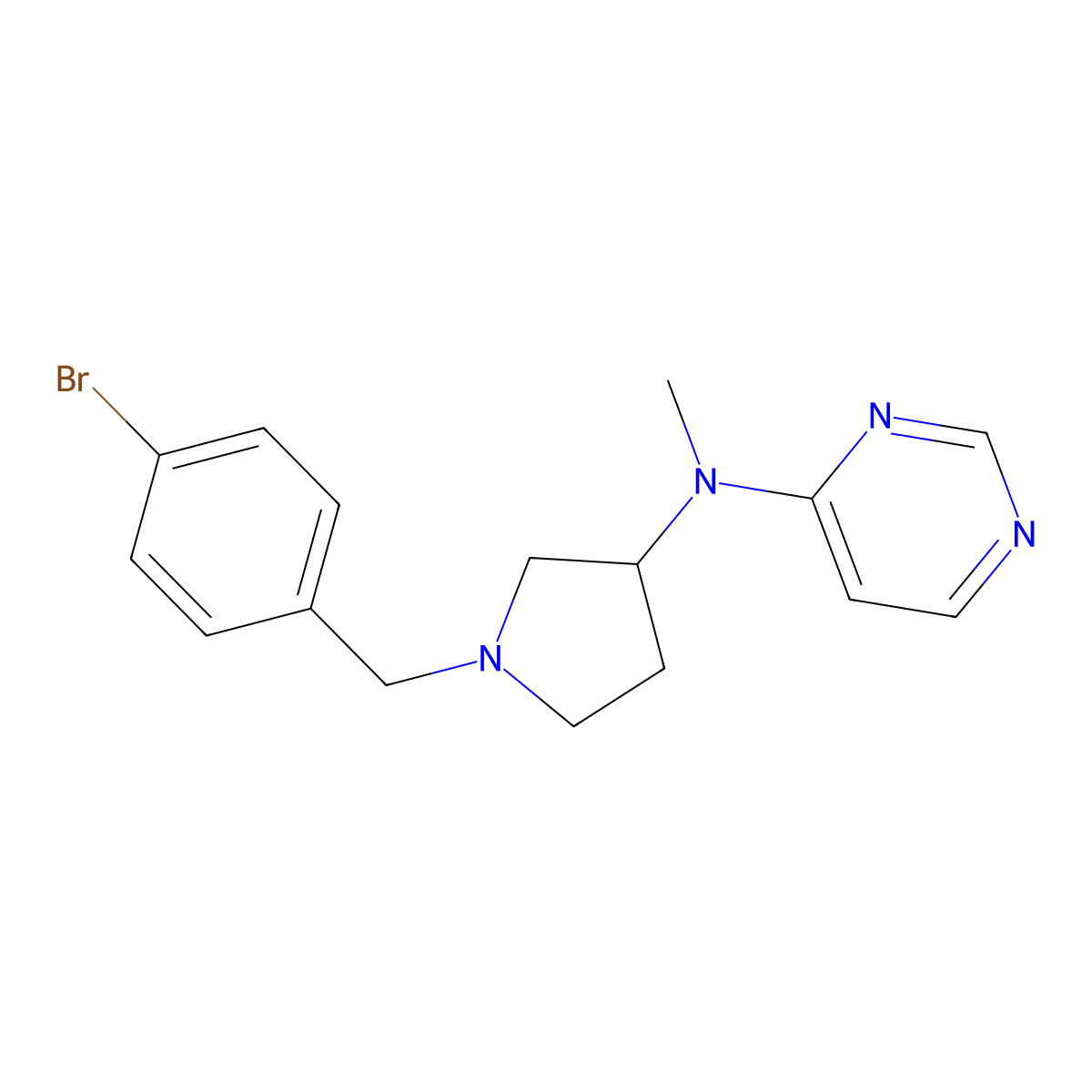 N-{1-[(4-bromophenyl)methyl]pyrrolidin-3-yl}-N-methylpyrimidin-4-amine molecular structure, CAS 3030725-46-0