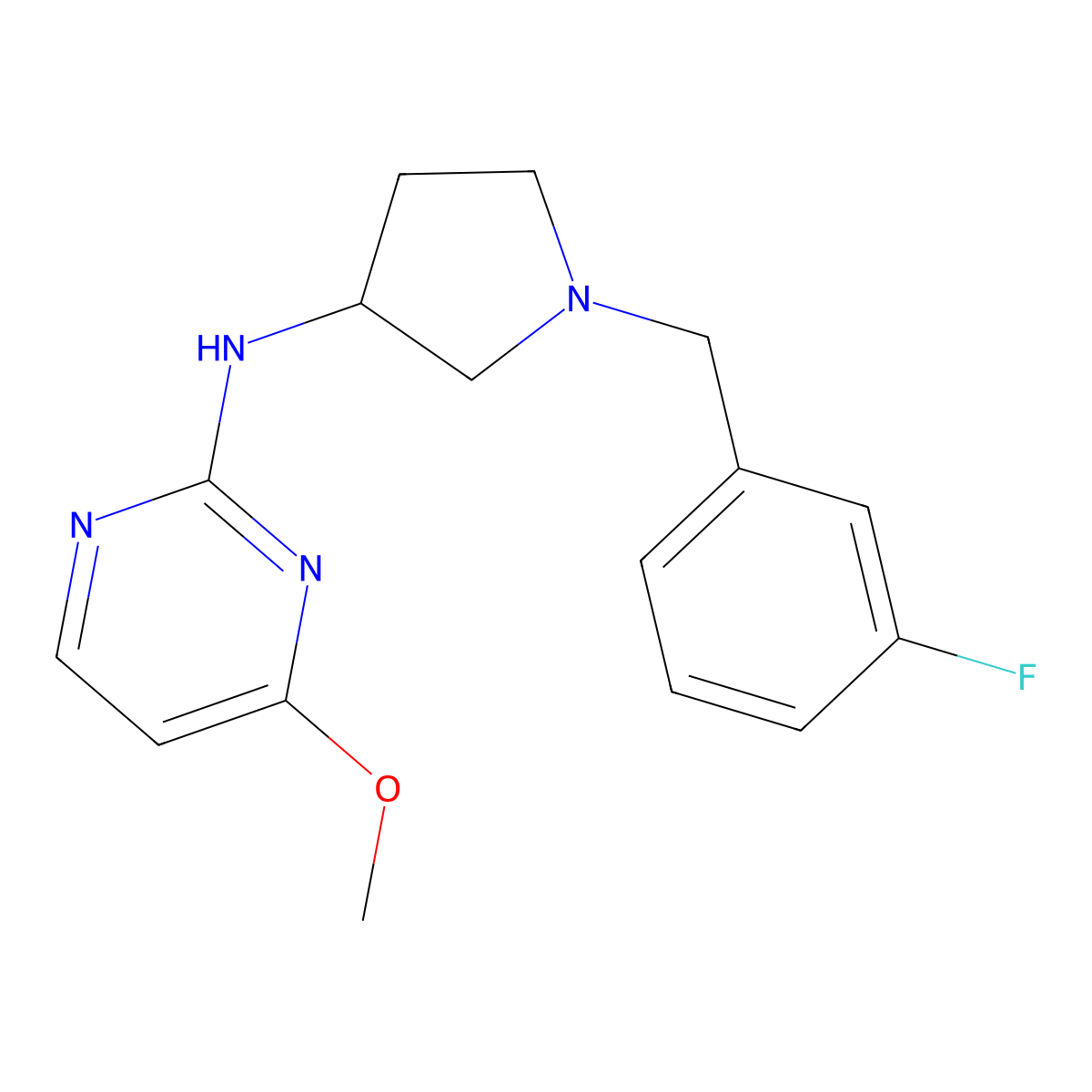 N-{1-[(3-fluorophenyl)methyl]pyrrolidin-3-yl}-4-methoxypyrimidin-2-amine molecular structure, CAS 3030725-47-1