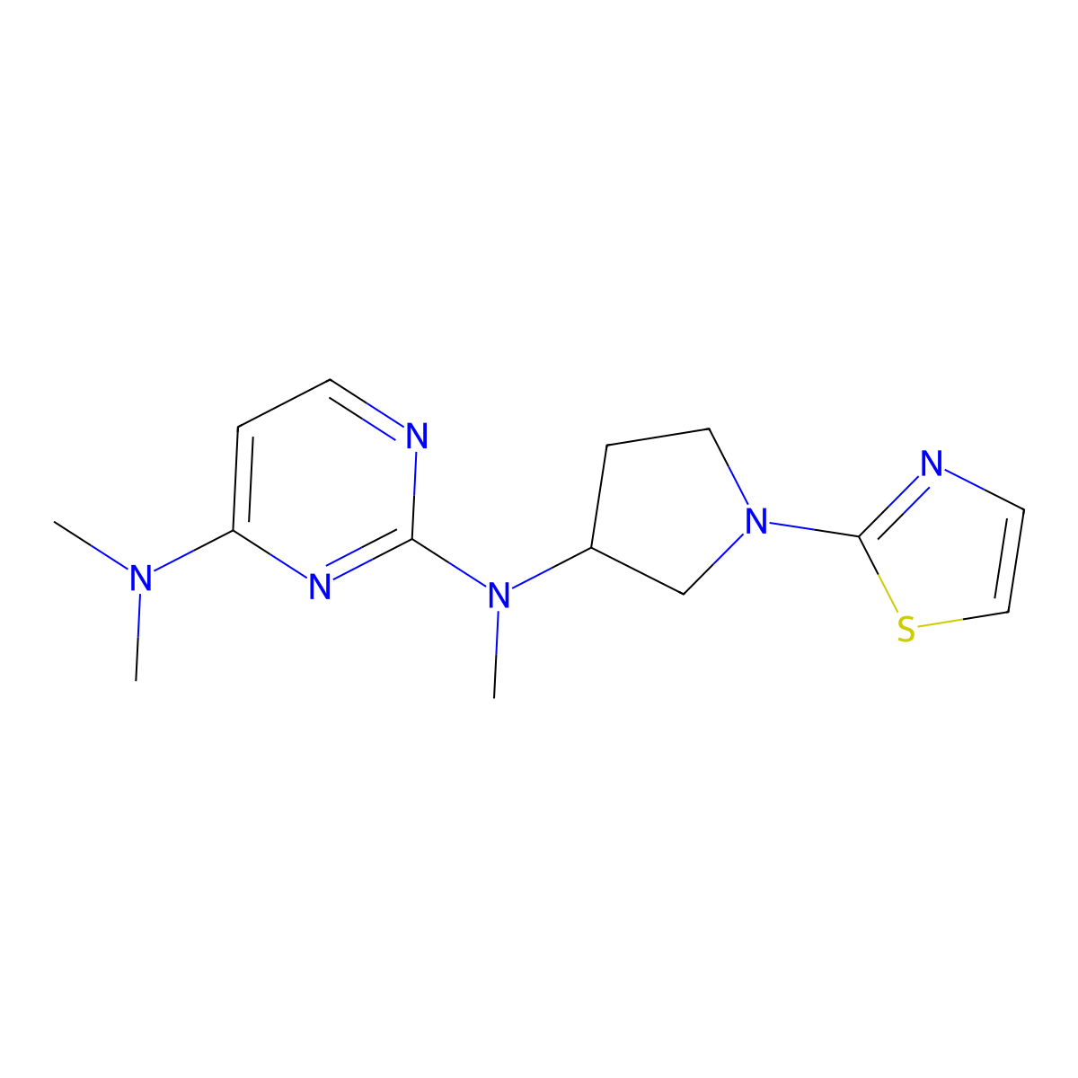N2,N4,N4-trimethyl-N2-[1-(1,3-thiazol-2-yl)pyrrolidin-3-yl]pyrimidine-2,4-diamine molecular structure, CAS 3030725-50-6