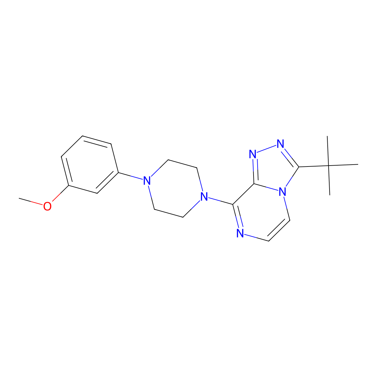 1-{3-Tert-butyl-[1,2,4]triazolo[4,3-a]pyrazin-8-yl}-4-(3-methoxyphenyl)piperazine molecular structure, CAS 3030725-63-1