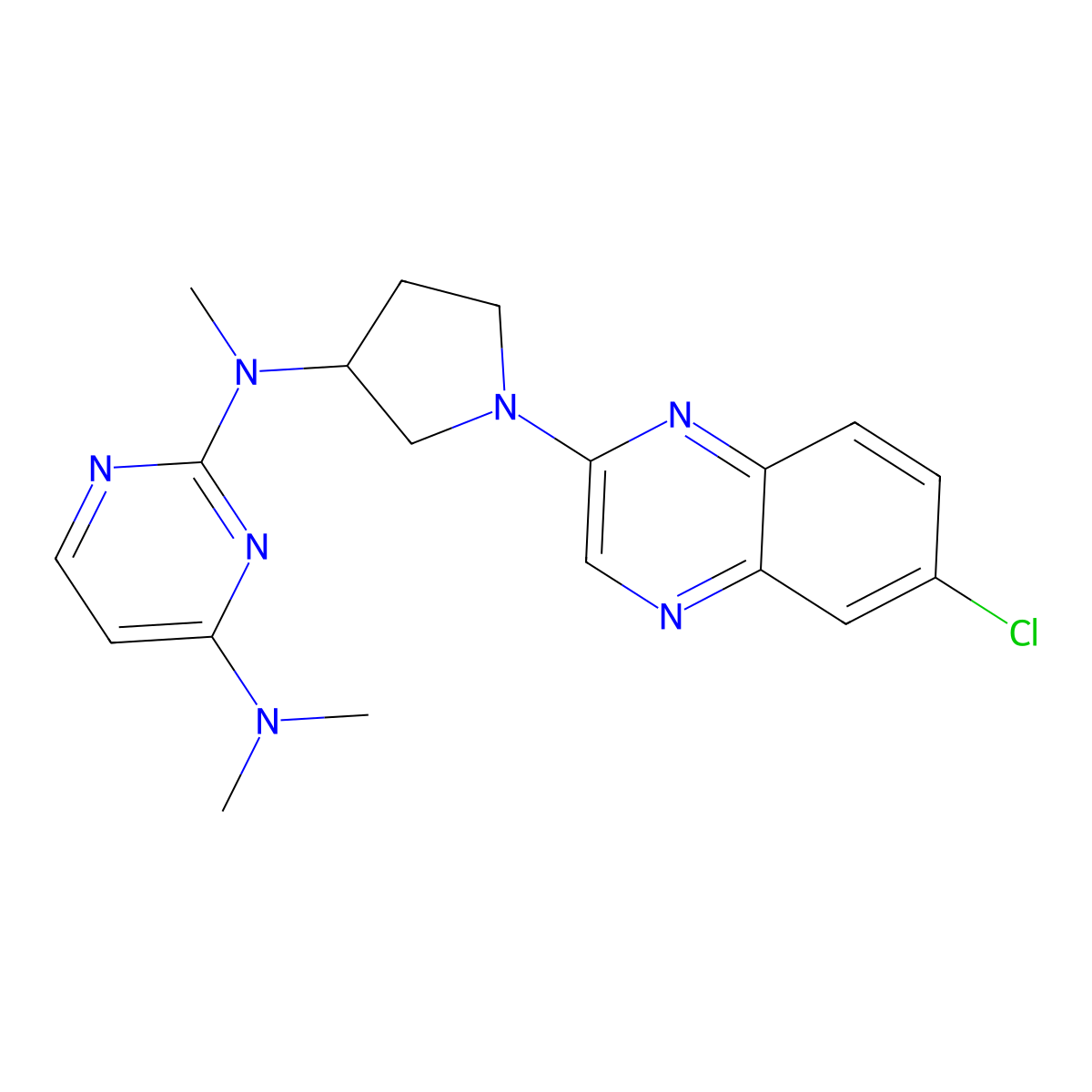 N2-[1-(6-chloroquinoxalin-2-yl)pyrrolidin-3-yl]-N2,N4,N4-trimethylpyrimidine-2,4-diamine molecular structure, CAS 3030725-96-0