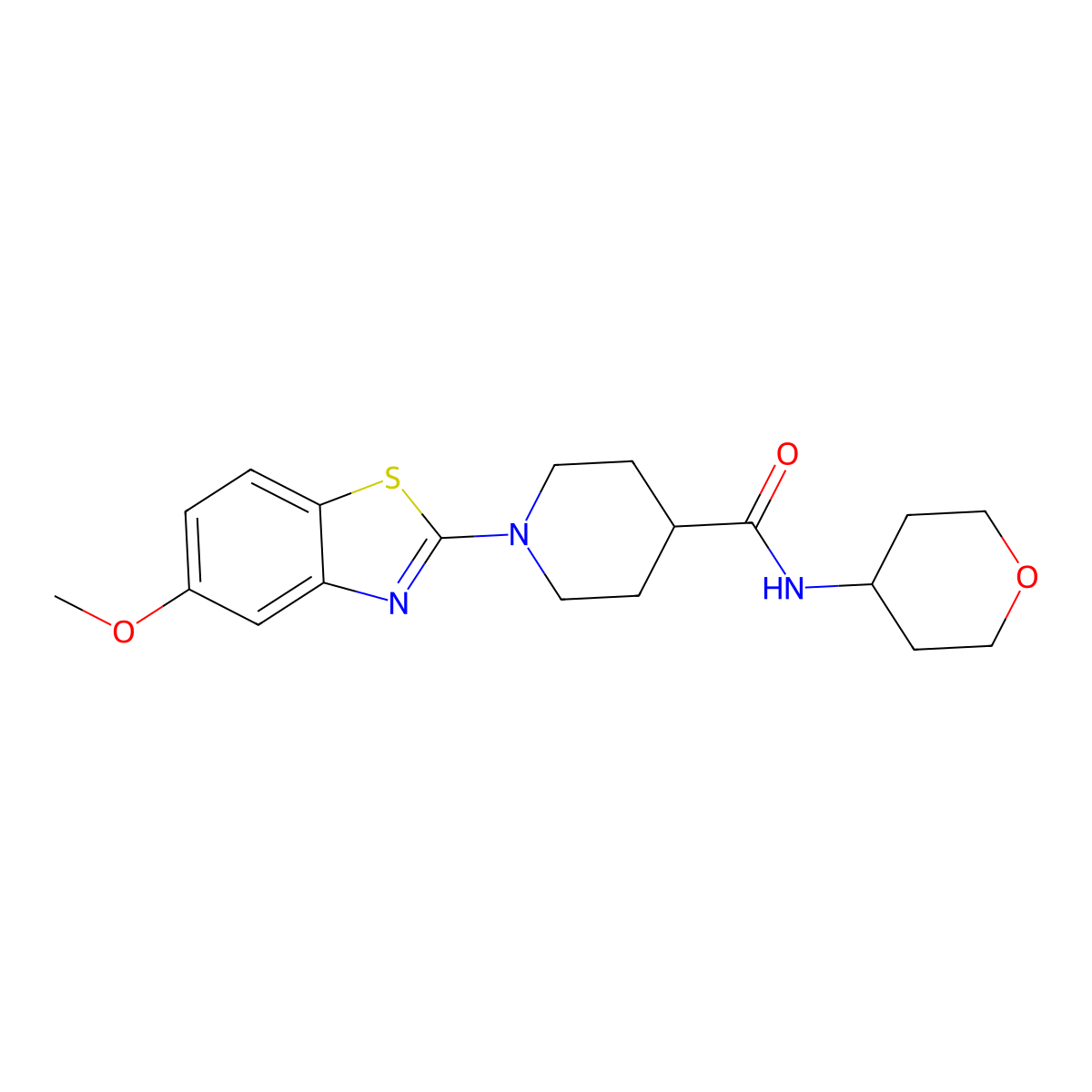 1-(5-methoxy-1,3-benzothiazol-2-yl)-N-(oxan-4-yl)piperidine-4-carboxamide molecular structure, CAS 3030726-01-0