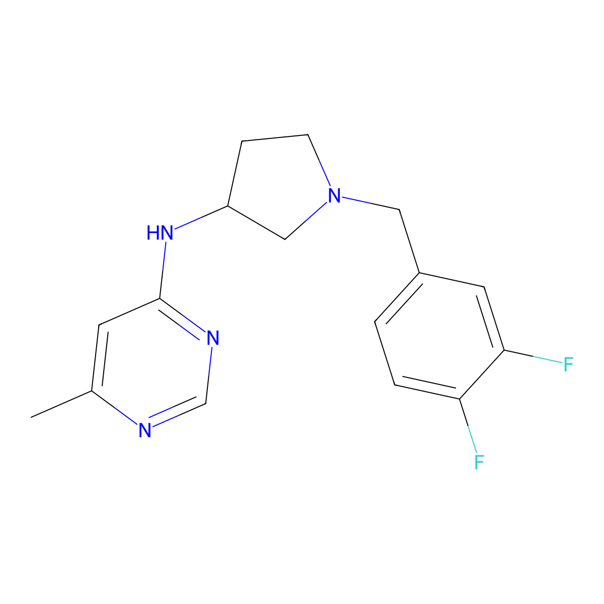 N-{1-[(3,4-difluorophenyl)methyl]pyrrolidin-3-yl}-6-methylpyrimidin-4-amine molecular structure, CAS 3030726-04-3
