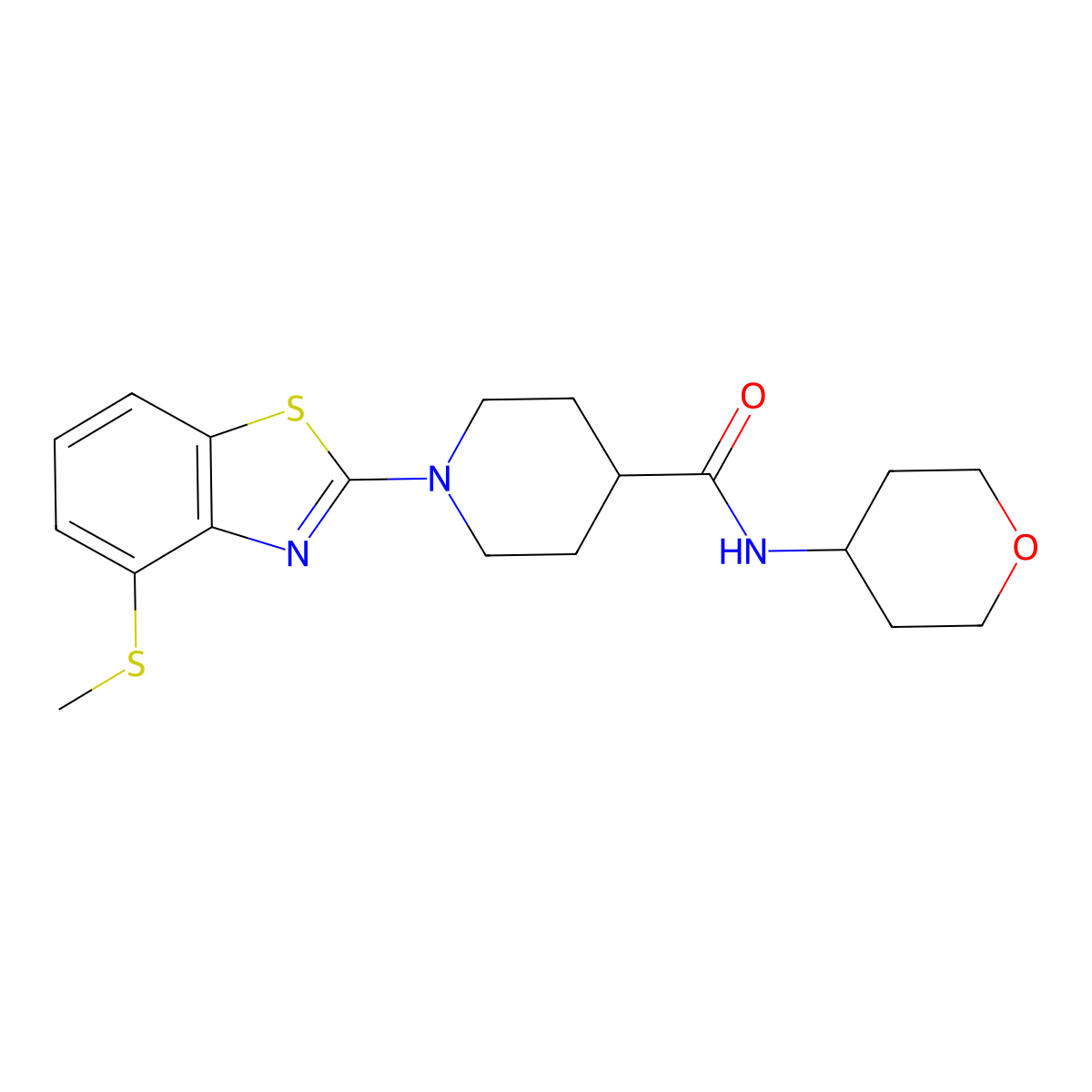 1-[4-(methylsulfanyl)-1,3-benzothiazol-2-yl]-N-(oxan-4-yl)piperidine-4-carboxamide molecular structure, CAS 3030726-06-5