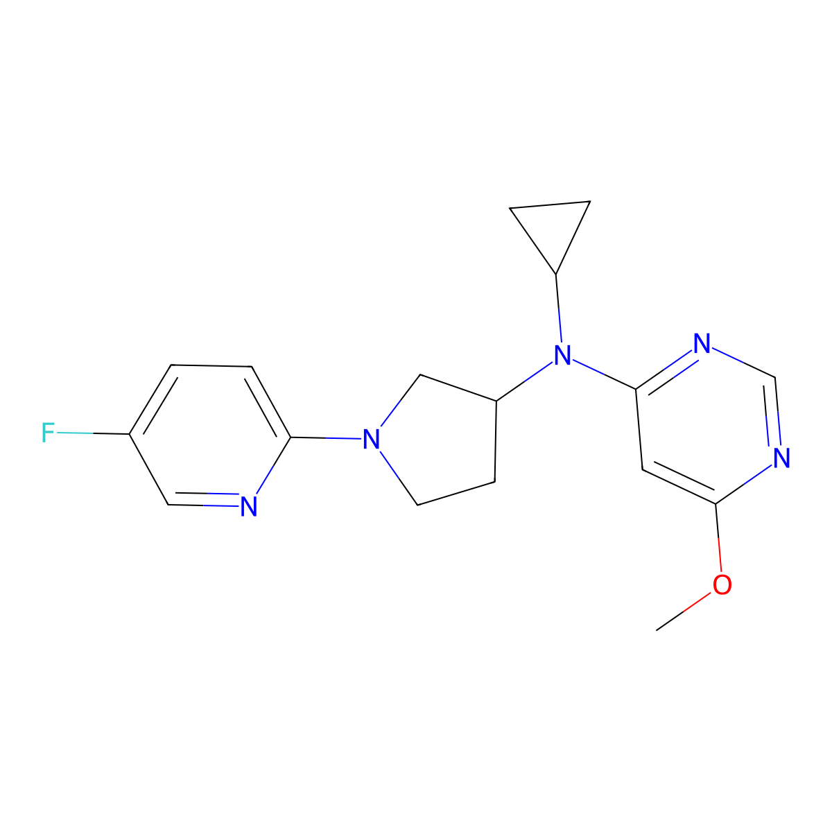 N-cyclopropyl-N-[1-(5-fluoropyridin-2-yl)pyrrolidin-3-yl]-6-methoxypyrimidin-4-amine molecular structure, CAS 3030726-10-1