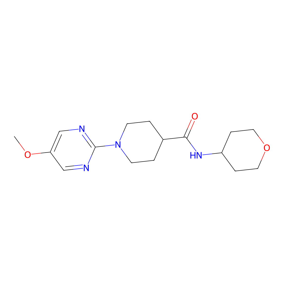 1-(5-methoxypyrimidin-2-yl)-N-(oxan-4-yl)piperidine-4-carboxamide molecular structure, CAS 3030726-12-3
