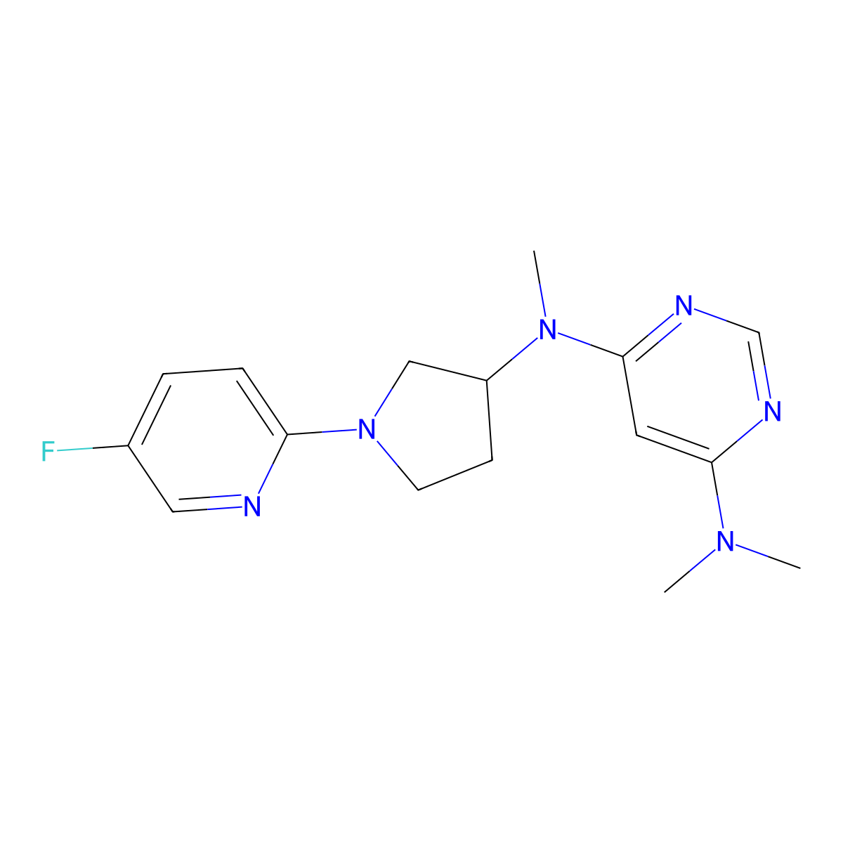 N4-[1-(5-fluoropyridin-2-yl)pyrrolidin-3-yl]-N4,N6,N6-trimethylpyrimidine-4,6-diamine molecular structure, CAS 3030726-17-8