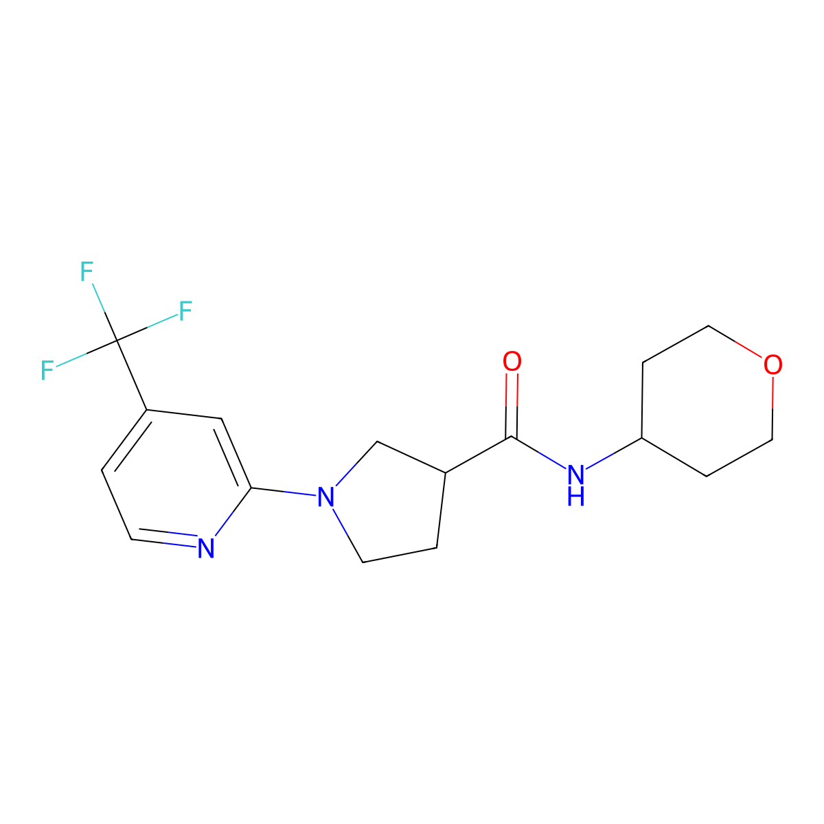 N-(oxan-4-yl)-1-[4-(trifluoromethyl)pyridin-2-yl]pyrrolidine-3-carboxamide molecular structure, CAS 3030726-19-0