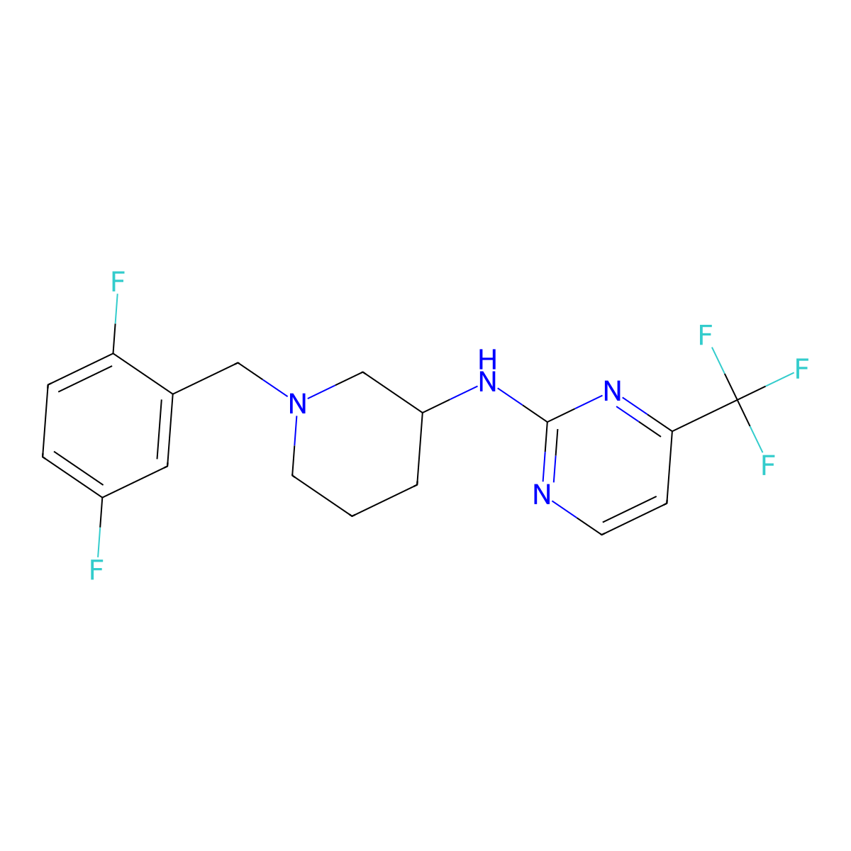 N-{1-[(2,5-difluorophenyl)methyl]piperidin-3-yl}-4-(trifluoromethyl)pyrimidin-2-amine molecular structure, CAS 3030726-23-6