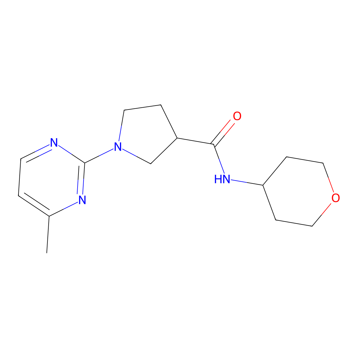 1-(4-methylpyrimidin-2-yl)-N-(oxan-4-yl)pyrrolidine-3-carboxamide molecular structure, CAS 3030726-25-8