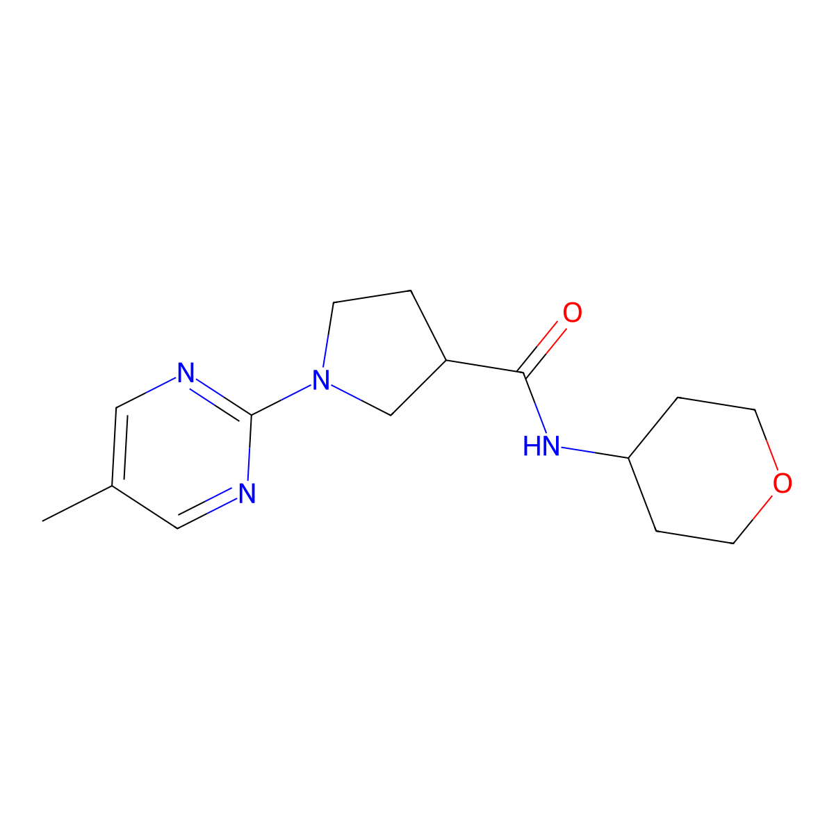 1-(5-methylpyrimidin-2-yl)-N-(oxan-4-yl)pyrrolidine-3-carboxamide molecular structure, CAS 3030726-28-1