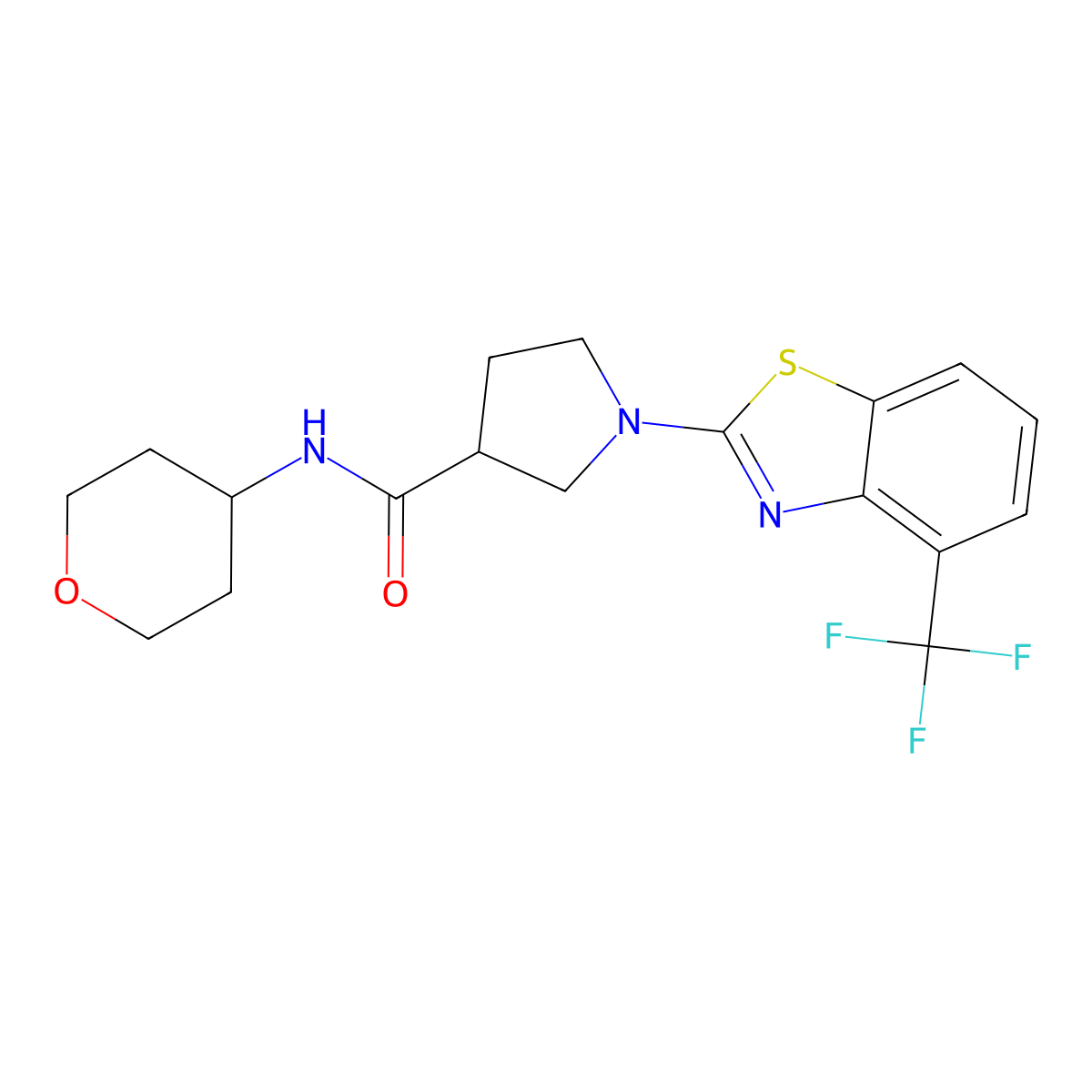 N-(oxan-4-yl)-1-[4-(trifluoromethyl)-1,3-benzothiazol-2-yl]pyrrolidine-3-carboxamide molecular structure, CAS 3030726-33-8