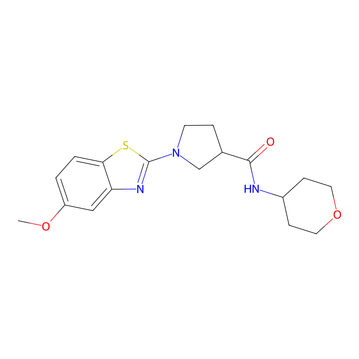 1-(5-methoxy-1,3-benzothiazol-2-yl)-N-(oxan-4-yl)pyrrolidine-3-carboxamide molecular structure, CAS 3030726-38-3