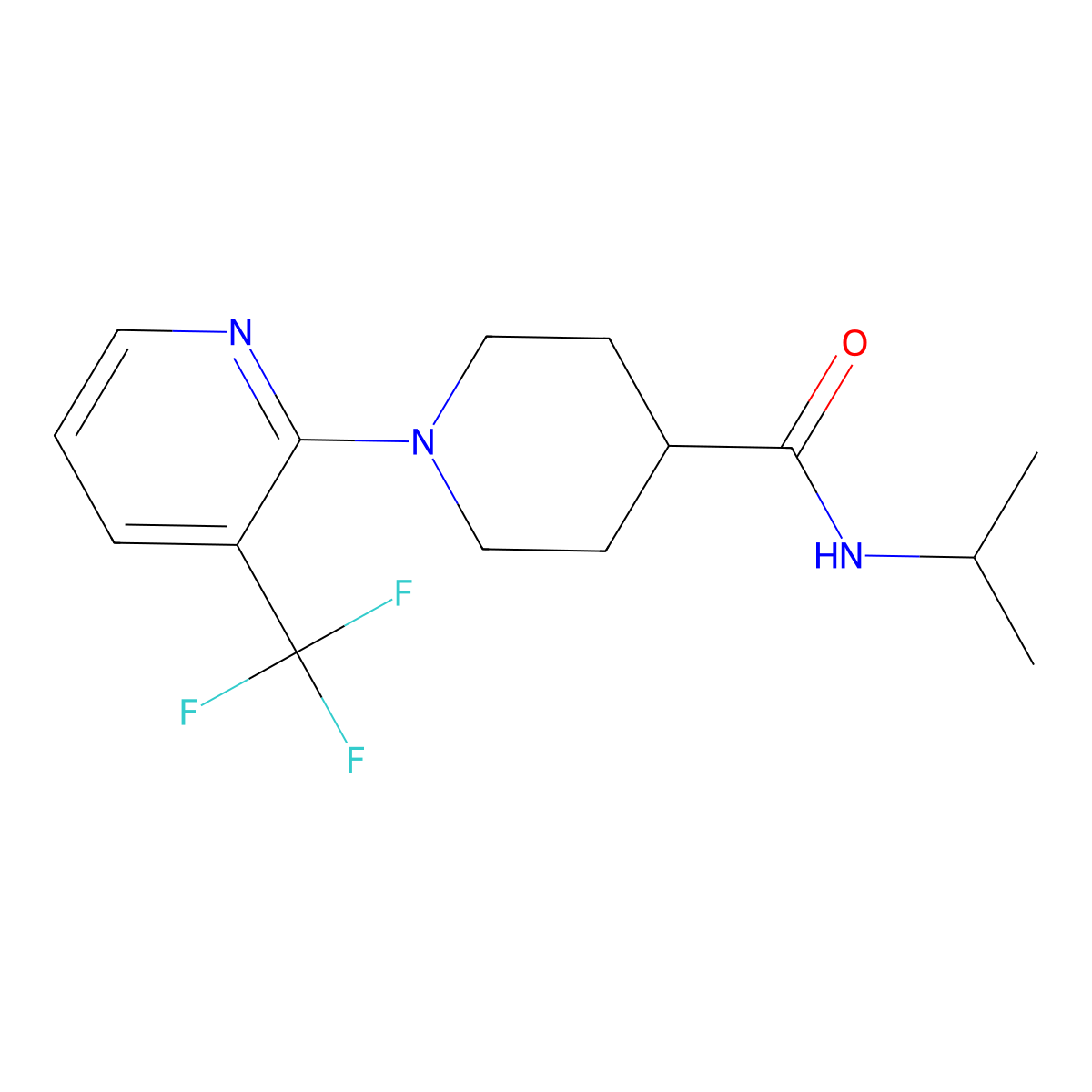 N-(propan-2-yl)-1-[3-(trifluoromethyl)pyridin-2-yl]piperidine-4-carboxamide molecular structure, CAS 3030726-44-1