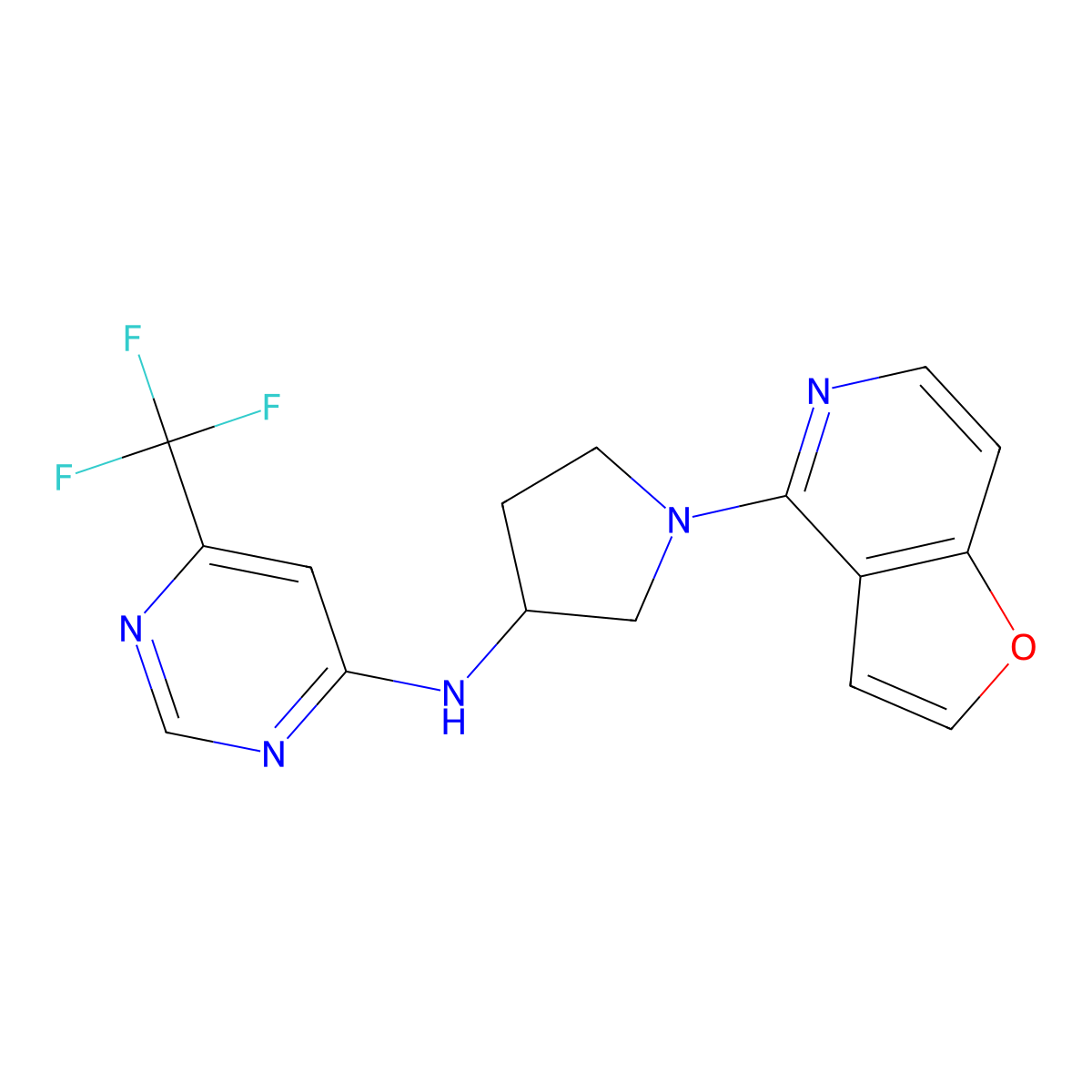 N-(1-{furo[3,2-c]pyridin-4-yl}pyrrolidin-3-yl)-6-(trifluoromethyl)pyrimidin-4-amine molecular structure, CAS 3030726-48-5