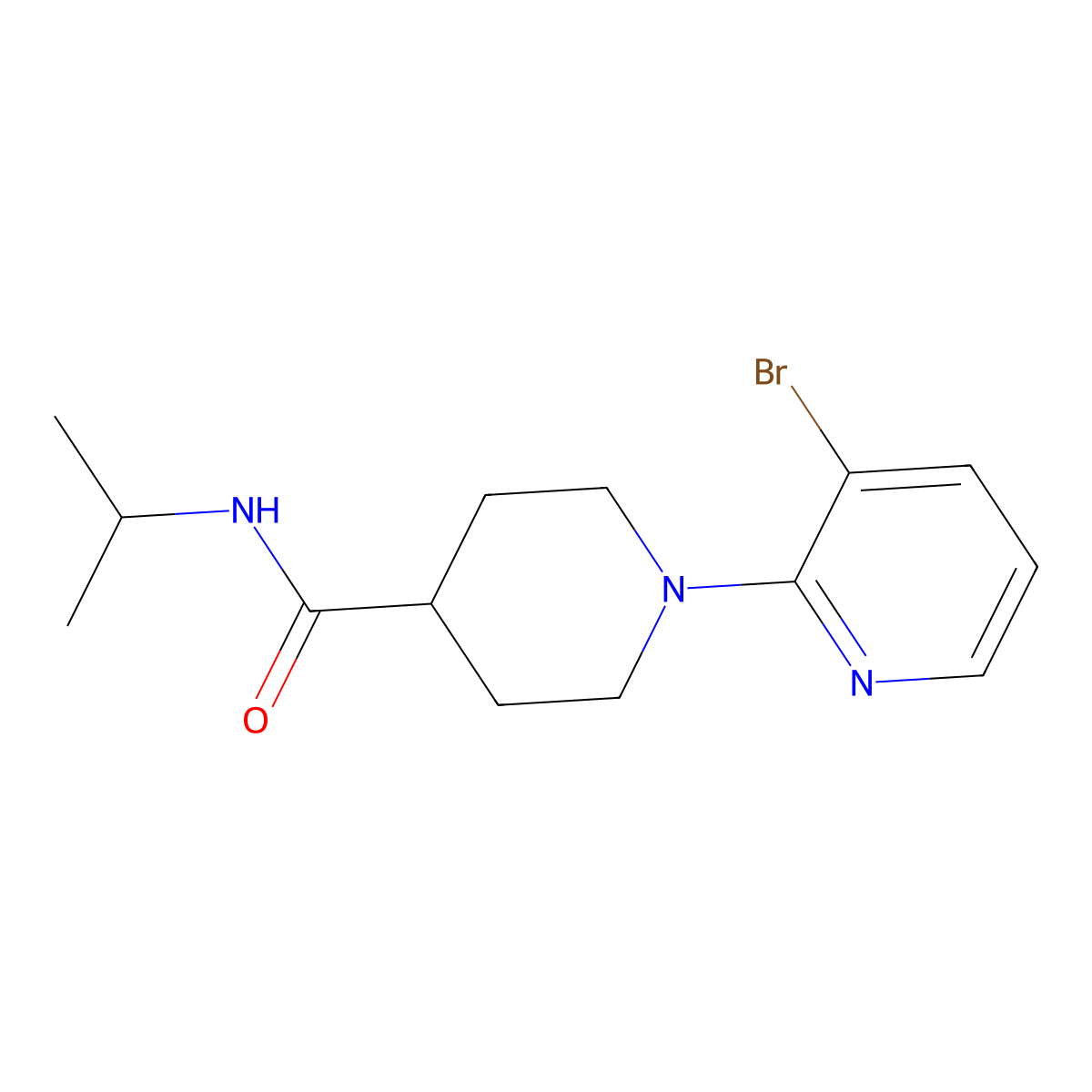 1-(3-bromopyridin-2-yl)-N-(propan-2-yl)piperidine-4-carboxamide molecular structure, CAS 3030726-50-9