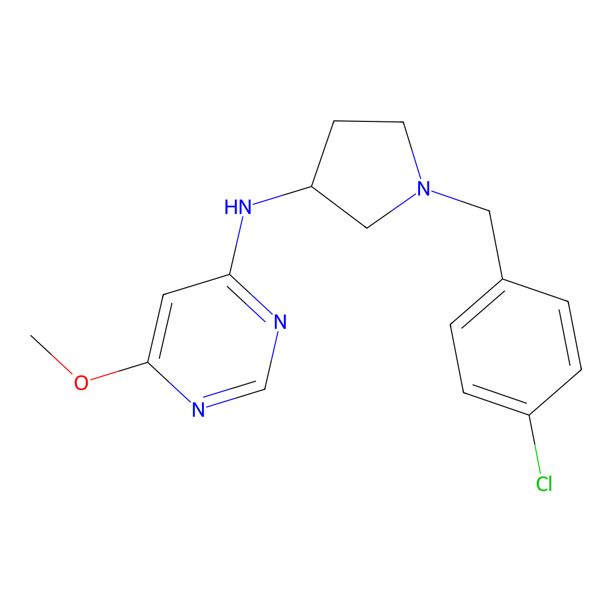 N-{1-[(4-chlorophenyl)methyl]pyrrolidin-3-yl}-6-methoxypyrimidin-4-amine molecular structure, CAS 3030726-55-4