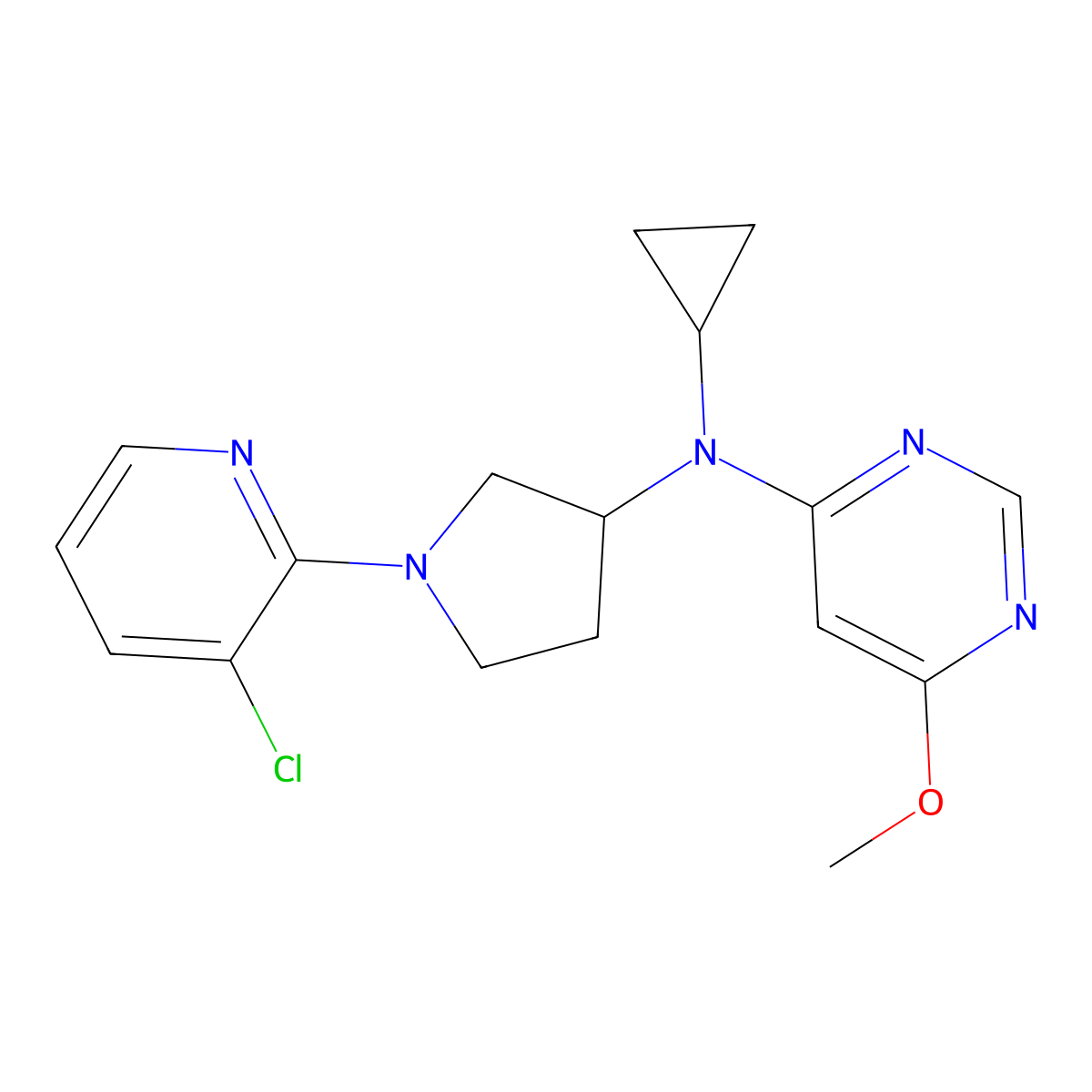 N-[1-(3-chloropyridin-2-yl)pyrrolidin-3-yl]-N-cyclopropyl-6-methoxypyrimidin-4-amine molecular structure, CAS 3030726-57-6