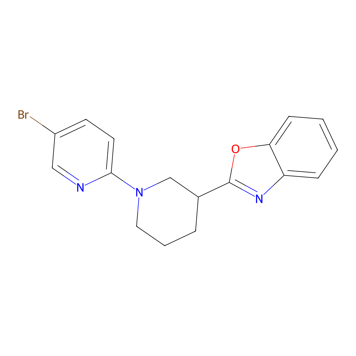 2-[1-(5-Bromopyridin-2-yl)piperidin-3-yl]-1,3-benzoxazole molecular structure, CAS 3030726-61-2