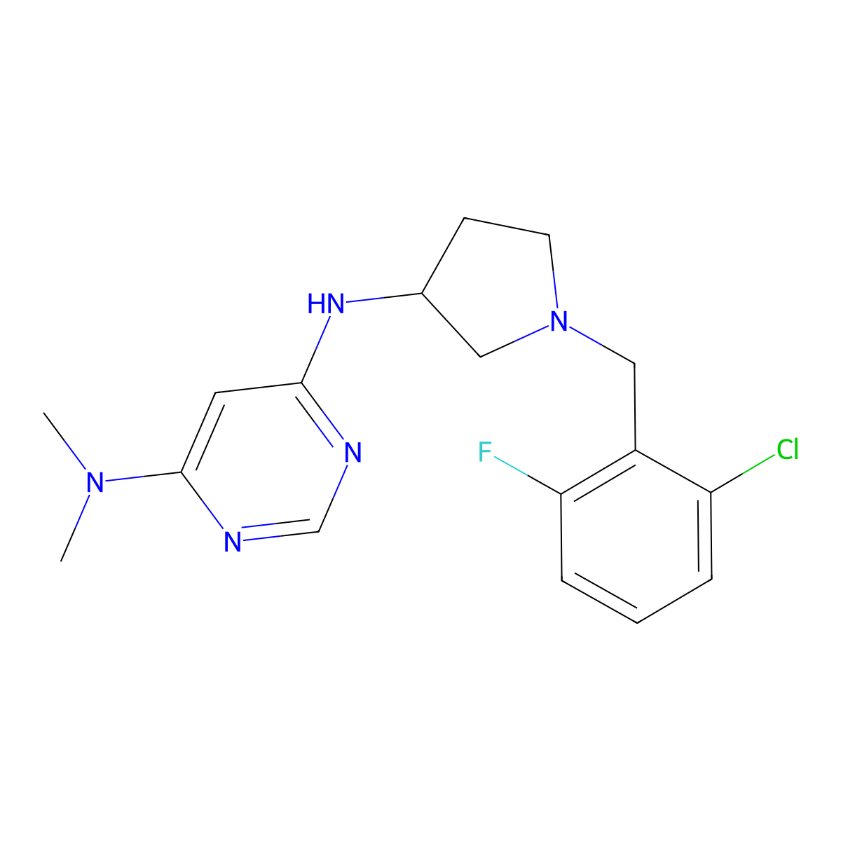 N6-{1-[(2-chloro-6-fluorophenyl)methyl]pyrrolidin-3-yl}-N4,N4-dimethylpyrimidine-4,6-diamine molecular structure, CAS 3030726-63-4