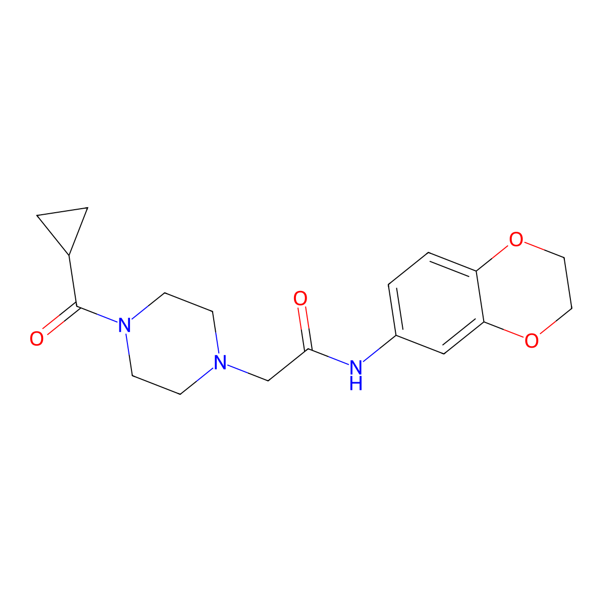 2-(4-cyclopropanecarbonylpiperazin-1-yl)-N-(2,3-dihydro-1,4-benzodioxin-6-yl)acetamide molecular structure, CAS 3030726-67-8