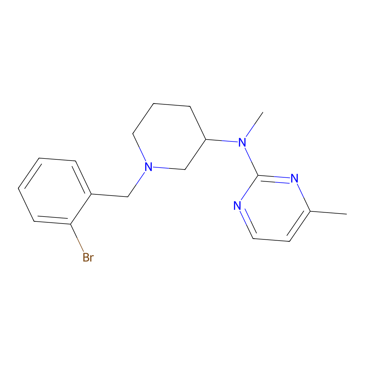 N-{1-[(2-bromophenyl)methyl]piperidin-3-yl}-N,4-dimethylpyrimidin-2-amine molecular structure, CAS 3030726-69-0