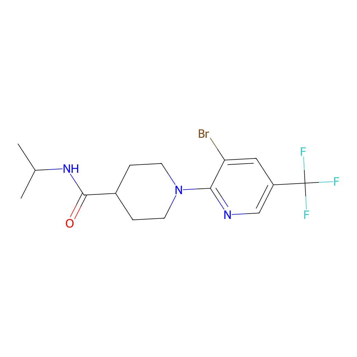 1-[3-bromo-5-(trifluoromethyl)pyridin-2-yl]-N-(propan-2-yl)piperidine-4-carboxamide molecular structure, CAS 3030726-71-4