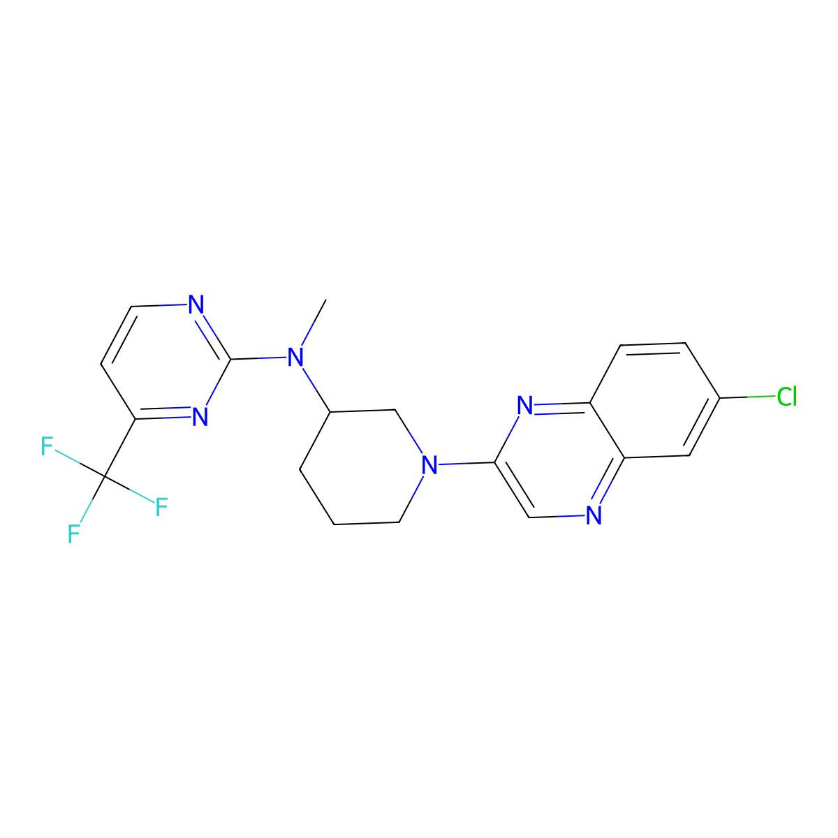 N-[1-(6-chloroquinoxalin-2-yl)piperidin-3-yl]-N-methyl-4-(trifluoromethyl)pyrimidin-2-amine molecular structure, CAS 3030726-72-5