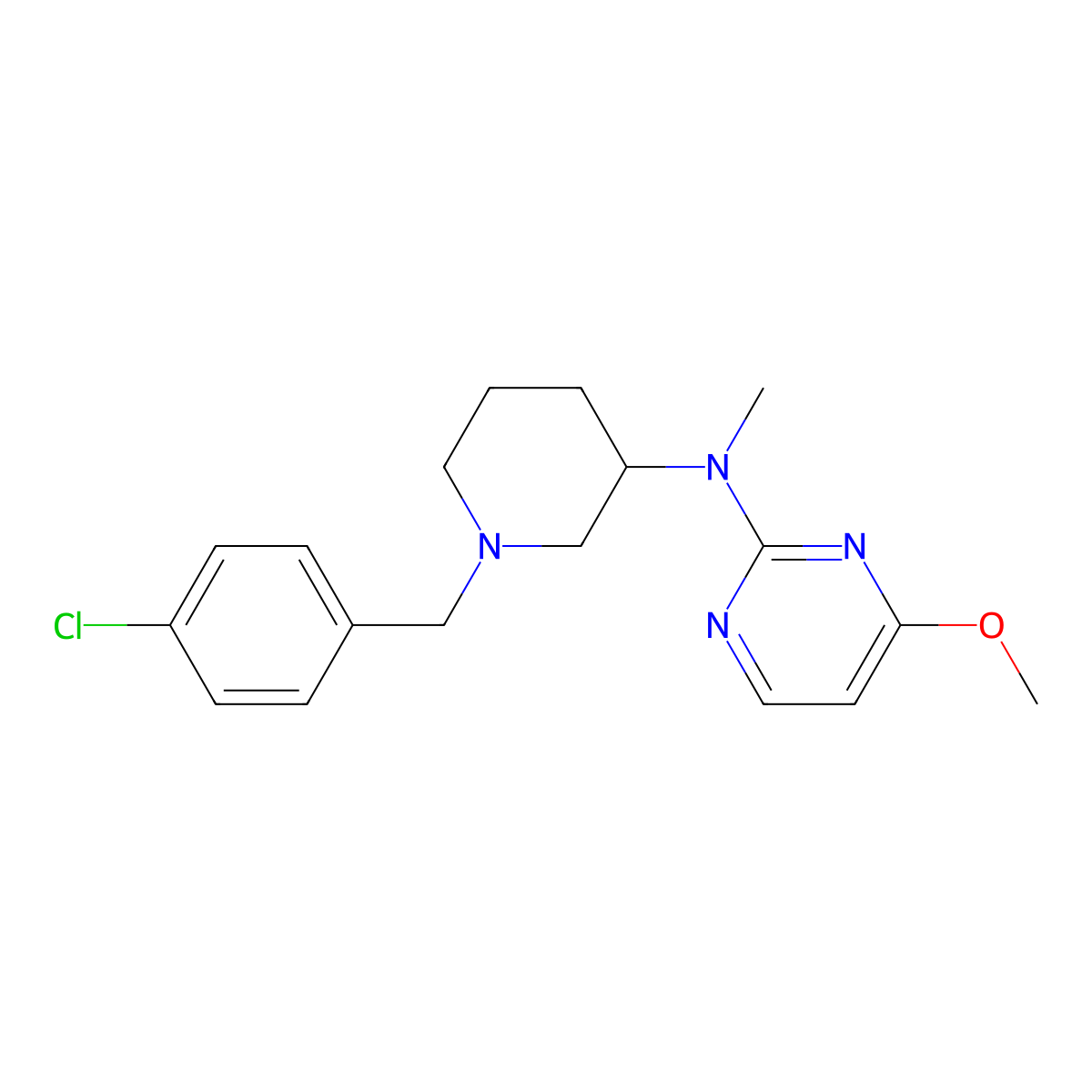N-{1-[(4-chlorophenyl)methyl]piperidin-3-yl}-4-methoxy-N-methylpyrimidin-2-amine molecular structure, CAS 3030726-75-8