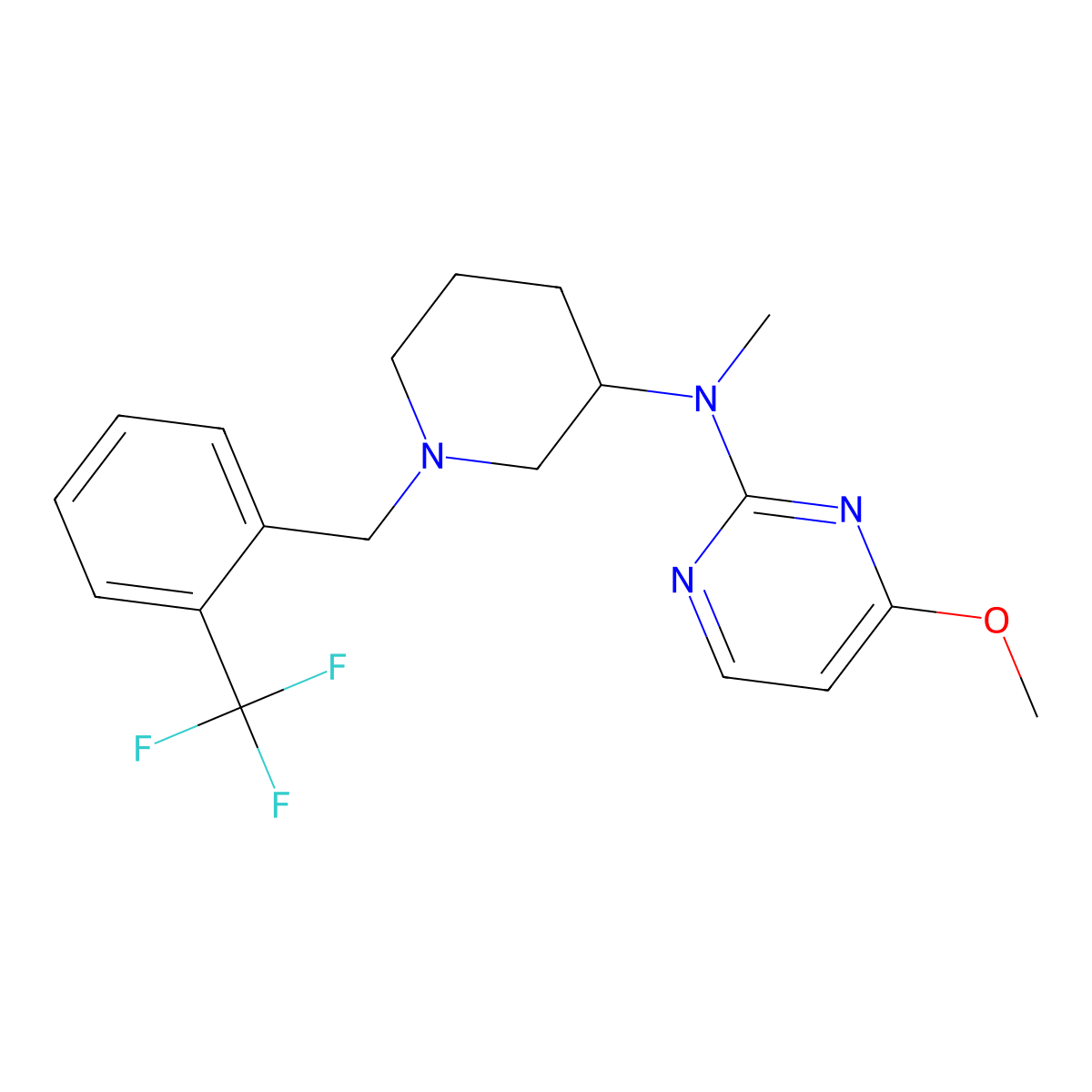 4-methoxy-N-methyl-N-(1-{[2-(trifluoromethyl)phenyl]methyl}piperidin-3-yl)pyrimidin-2-amine molecular structure, CAS 3030726-76-9