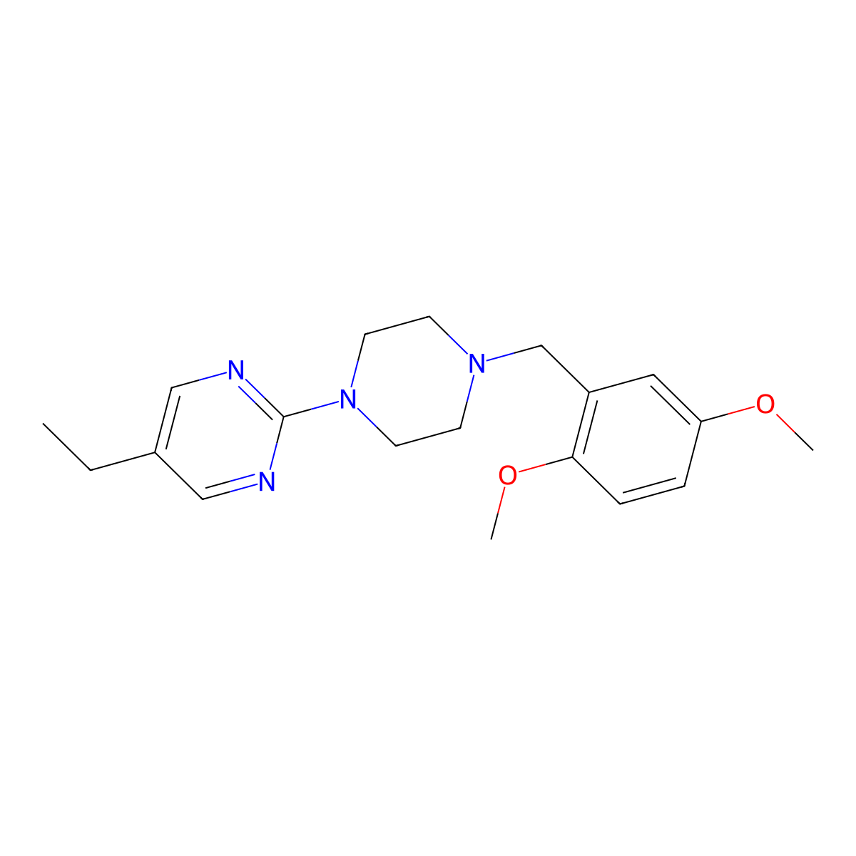 2-{4-[(2,5-Dimethoxyphenyl)methyl]piperazin-1-yl}-5-ethylpyrimidine molecular structure, CAS 3030726-78-1