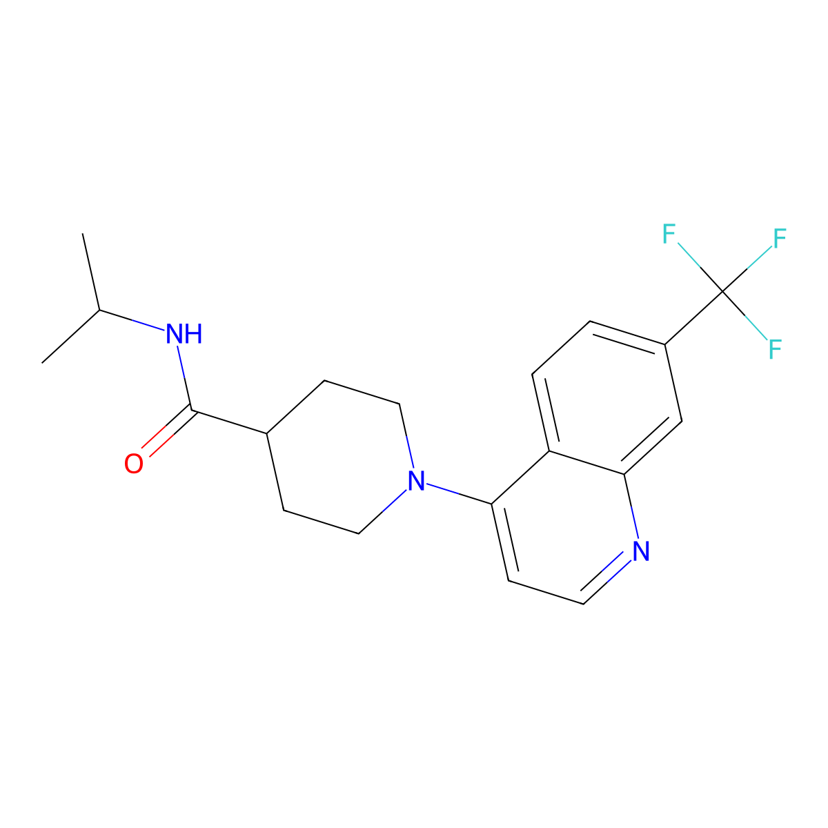 N-(propan-2-yl)-1-[7-(trifluoromethyl)quinolin-4-yl]piperidine-4-carboxamide molecular structure, CAS 3030726-80-5