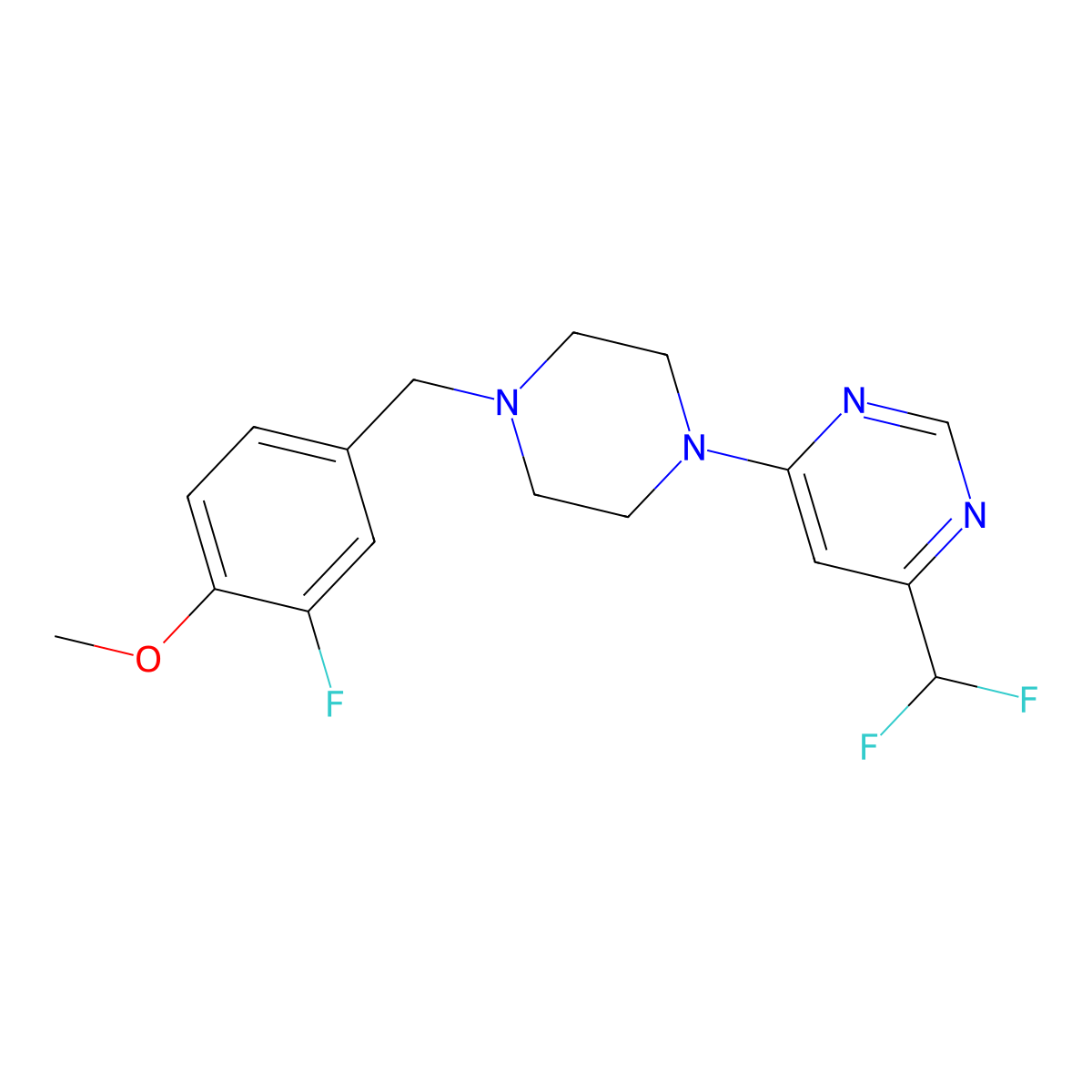 4-(Difluoromethyl)-6-{4-[(3-fluoro-4-methoxyphenyl)methyl]piperazin-1-yl}pyrimidine molecular structure, CAS 3030726-82-7