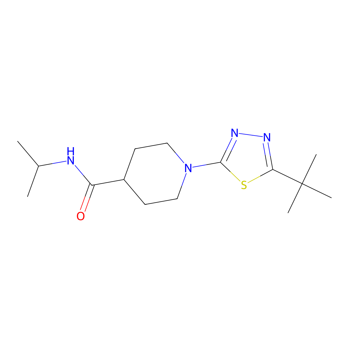 1-(5-tert-butyl-1,3,4-thiadiazol-2-yl)-N-(propan-2-yl)piperidine-4-carboxamide molecular structure, CAS 3030726-83-8