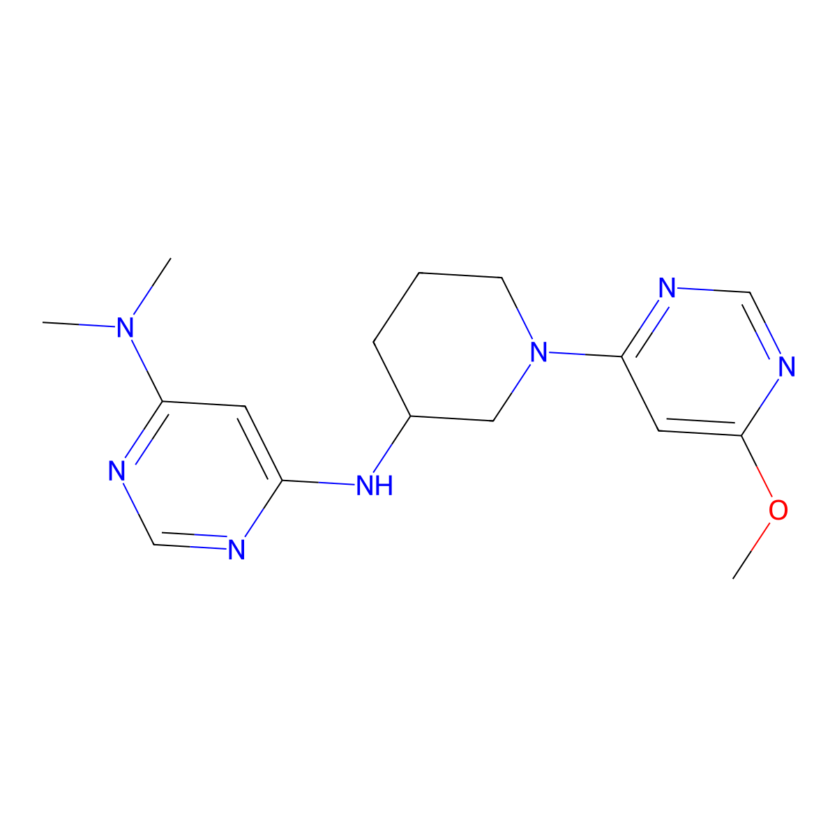 N6-[1-(6-methoxypyrimidin-4-yl)piperidin-3-yl]-N4,N4-dimethylpyrimidine-4,6-diamine molecular structure, CAS 3030726-84-9