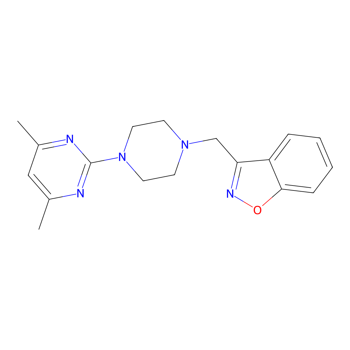 3-{[4-(4,6-Dimethylpyrimidin-2-yl)piperazin-1-yl]methyl}-1,2-benzoxazole molecular structure, CAS 3030726-88-3