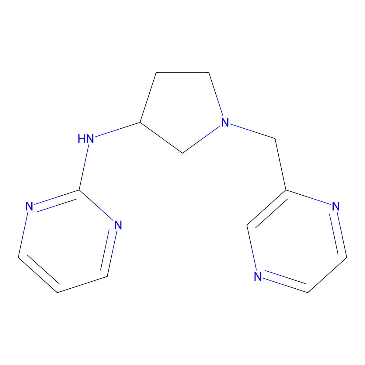 N-{1-[(pyrazin-2-yl)methyl]pyrrolidin-3-yl}pyrimidin-2-amine molecular structure, CAS 3030726-90-7