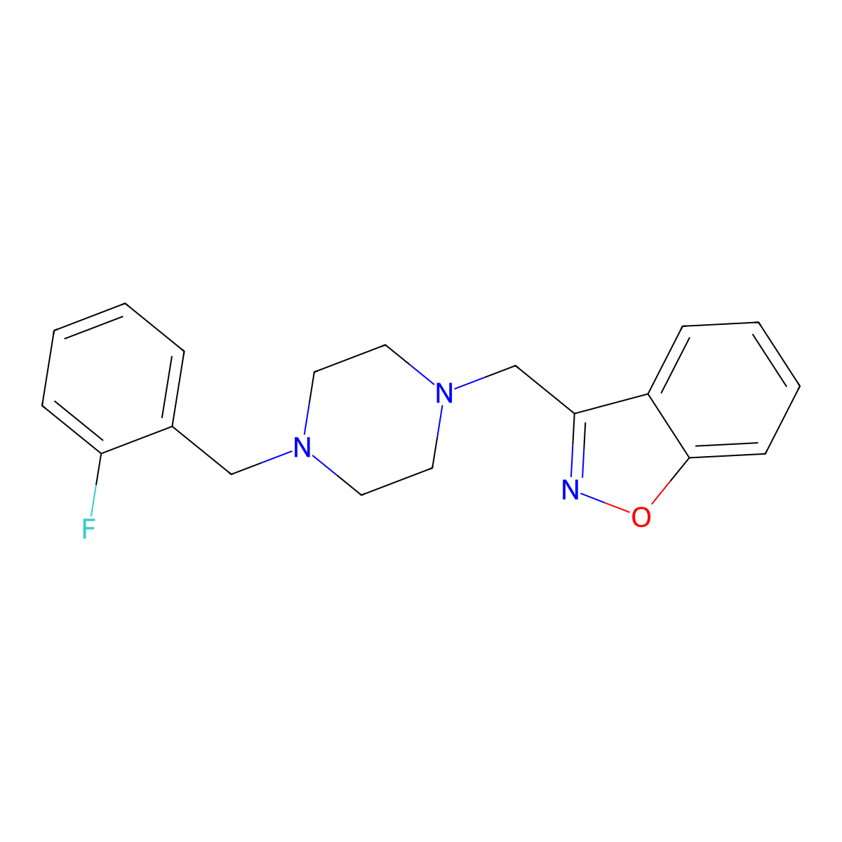 3-({4-[(2-Fluorophenyl)methyl]piperazin-1-yl}methyl)-1,2-benzoxazole molecular structure, CAS 3030726-91-8