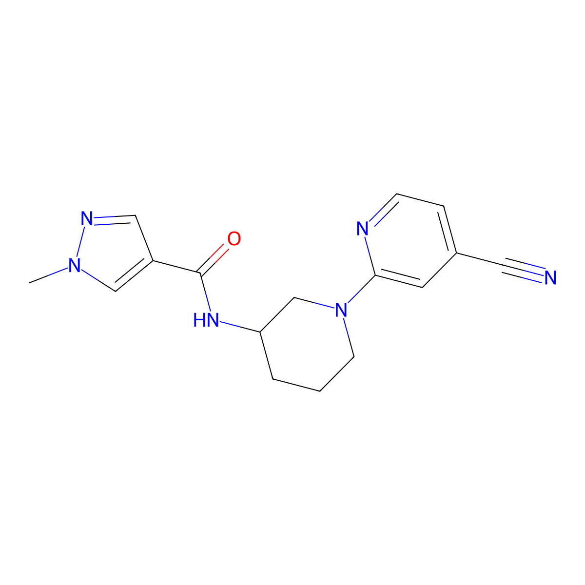 N-[1-(4-cyanopyridin-2-yl)piperidin-3-yl]-1-methyl-1H-pyrazole-4-carboxamide molecular structure, CAS 3030726-94-1