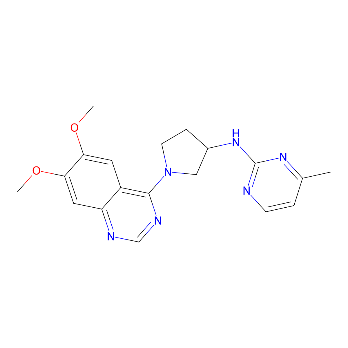N-[1-(6,7-dimethoxyquinazolin-4-yl)pyrrolidin-3-yl]-4-methylpyrimidin-2-amine molecular structure, CAS 3030726-95-2