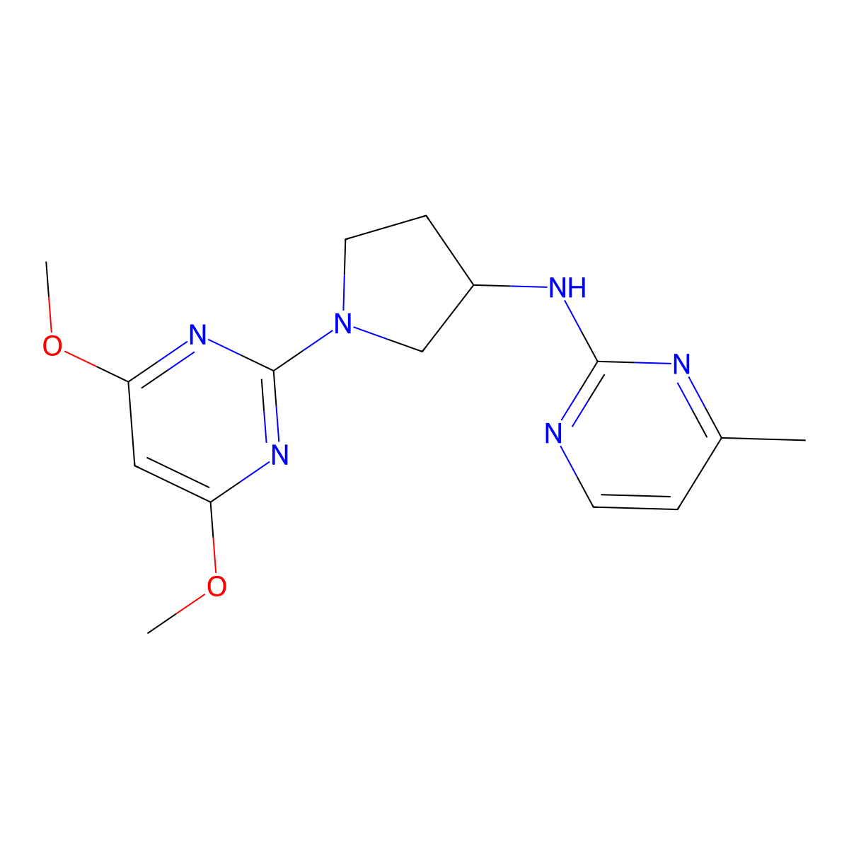 N-[1-(4,6-dimethoxypyrimidin-2-yl)pyrrolidin-3-yl]-4-methylpyrimidin-2-amine molecular structure, CAS 3030726-97-4